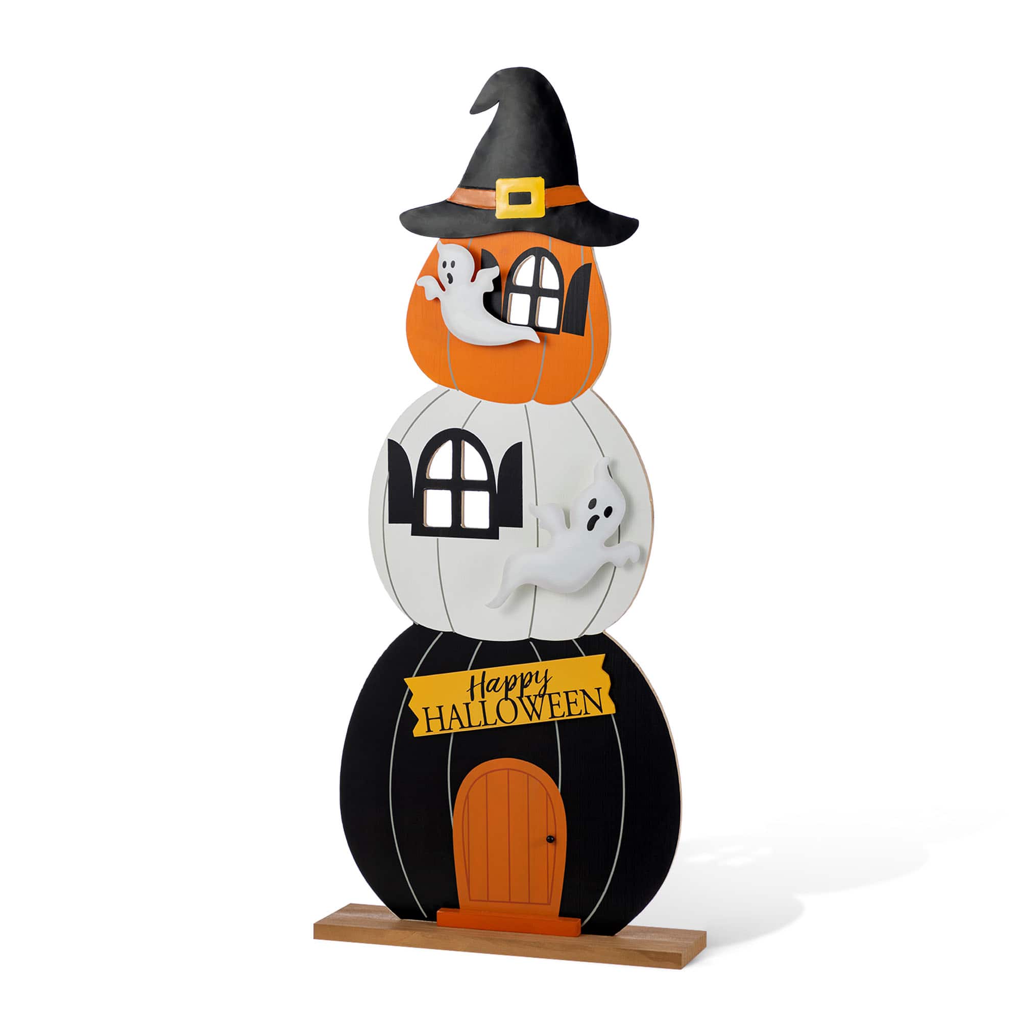 Glitzhome&#xAE; 35&#x22;H Halloween Wooden Pumpkin Haunted House Porch Decor
