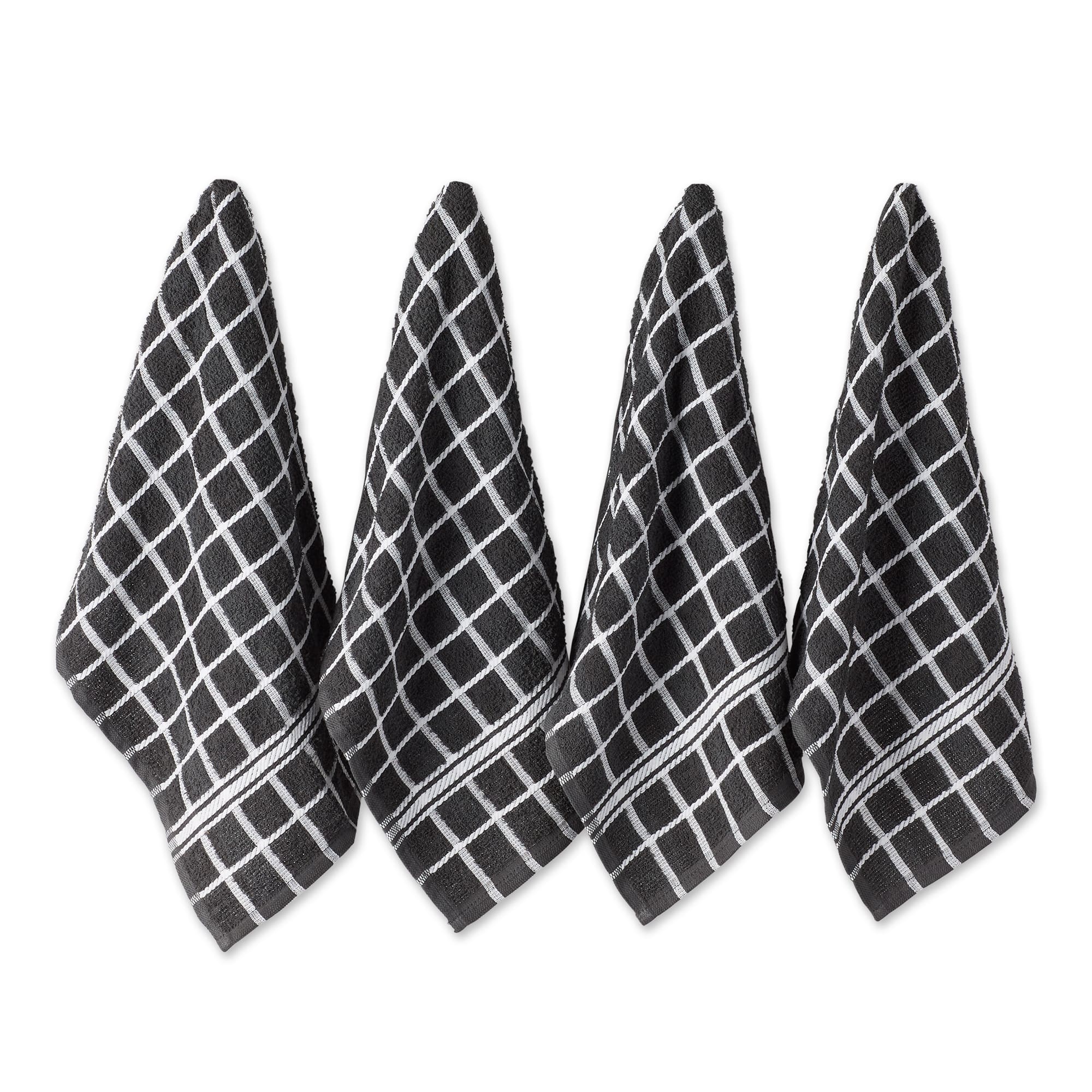DII® Solid Windowpane Terry Dishtowels, 4ct.