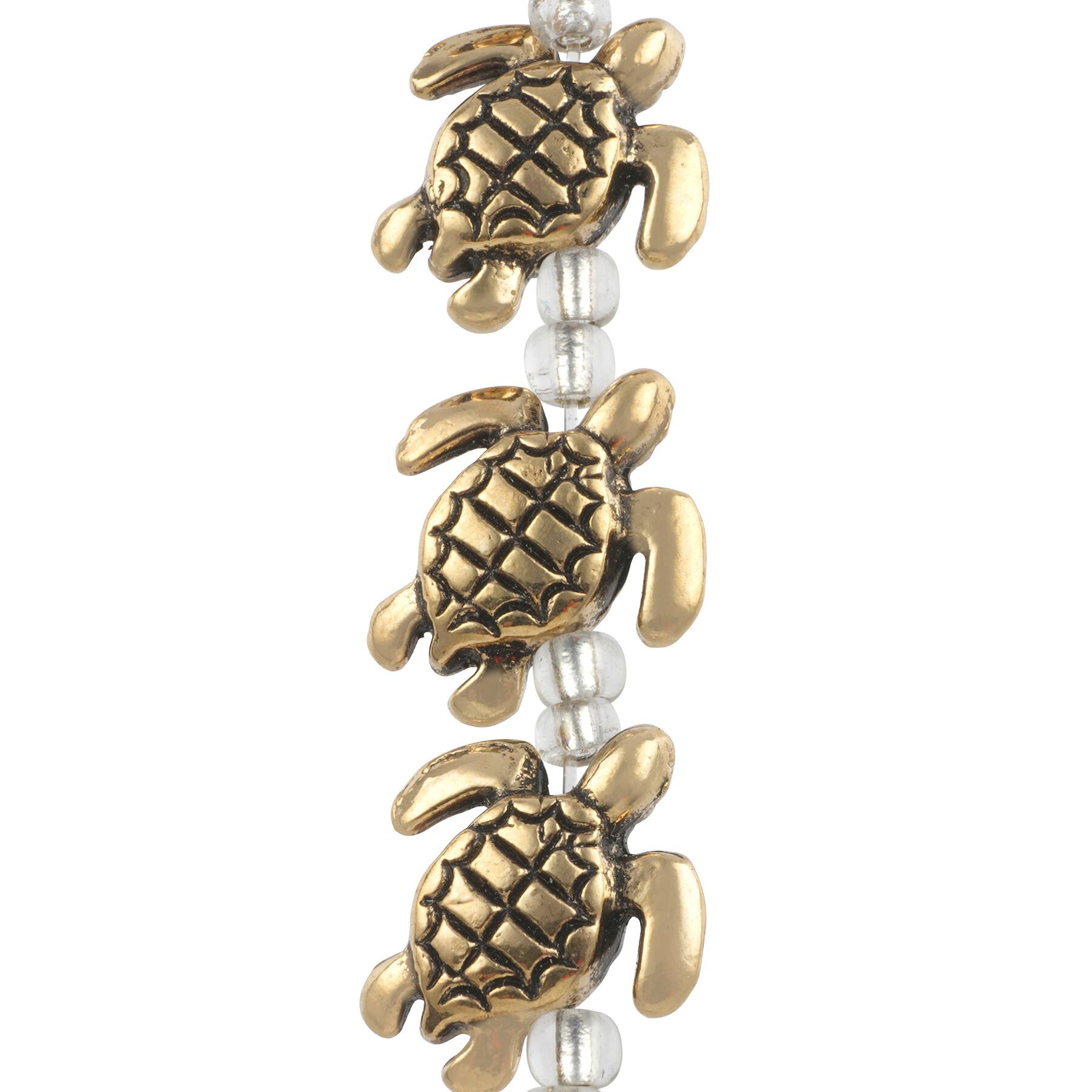 12 Packs: 8 ct. (96 total) Gold Metal Turtle Beads, 18mm by Bead Landing™