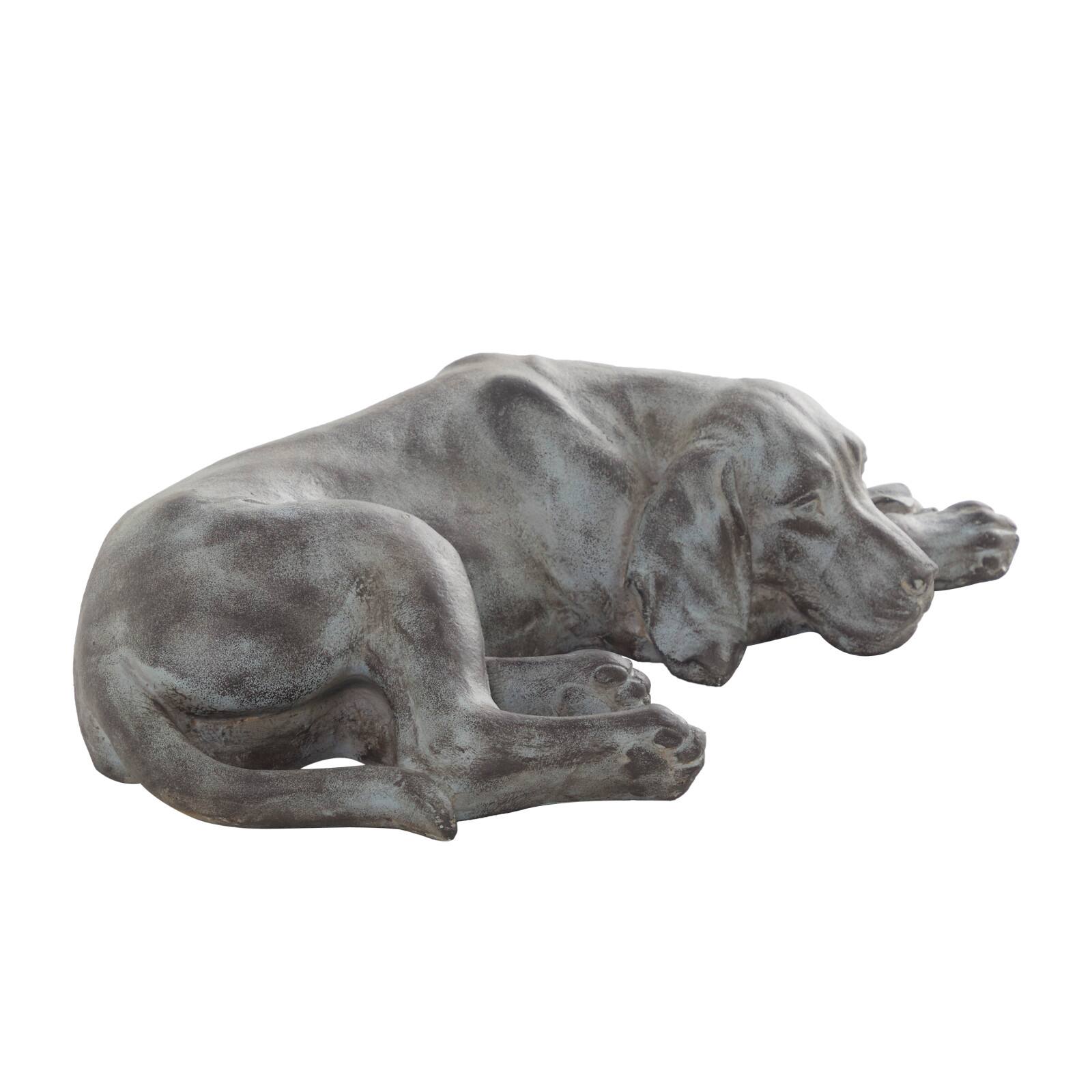 Dark Grey Modern farmhouse Dog Garden Sculpture, 23" x 13" x 6"