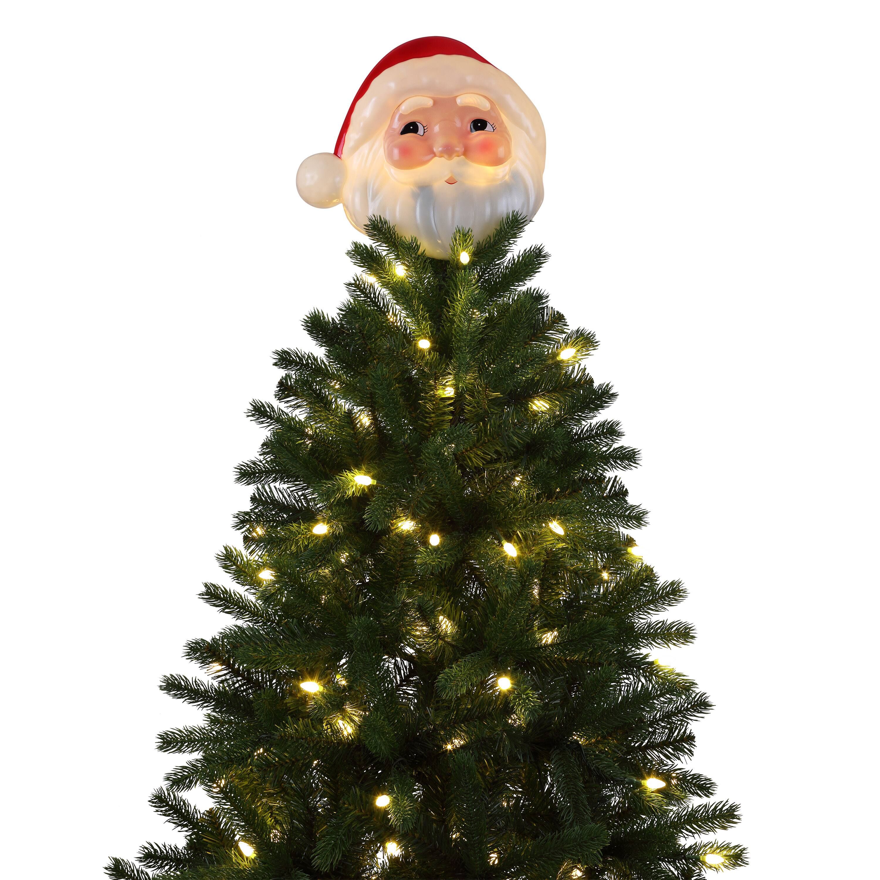 Mr. Christmas 12&#x22; Santa Blow Mold Lit Tree Topper