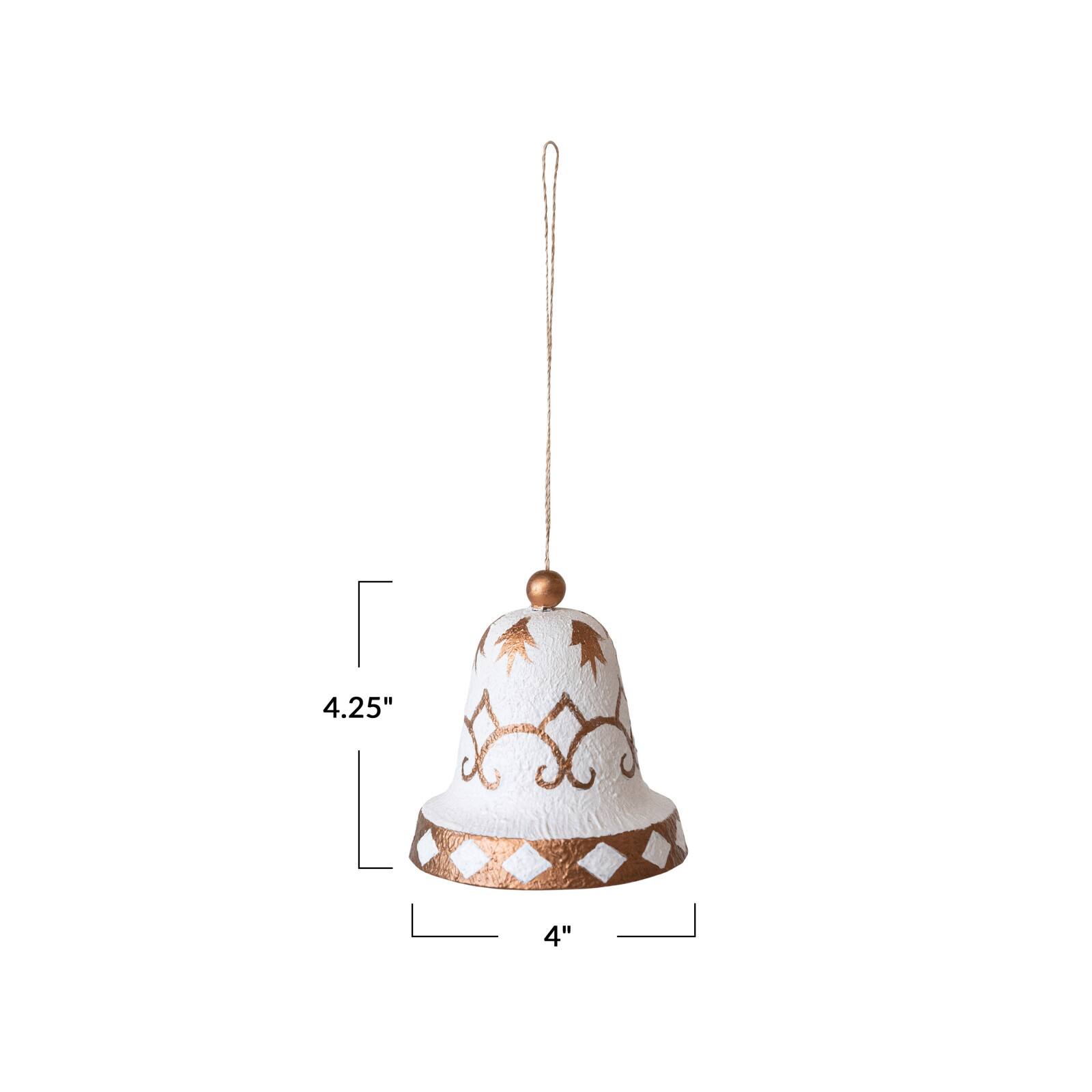 Hello Honey® 4.25" White & Gold Plastic Bell Ornament