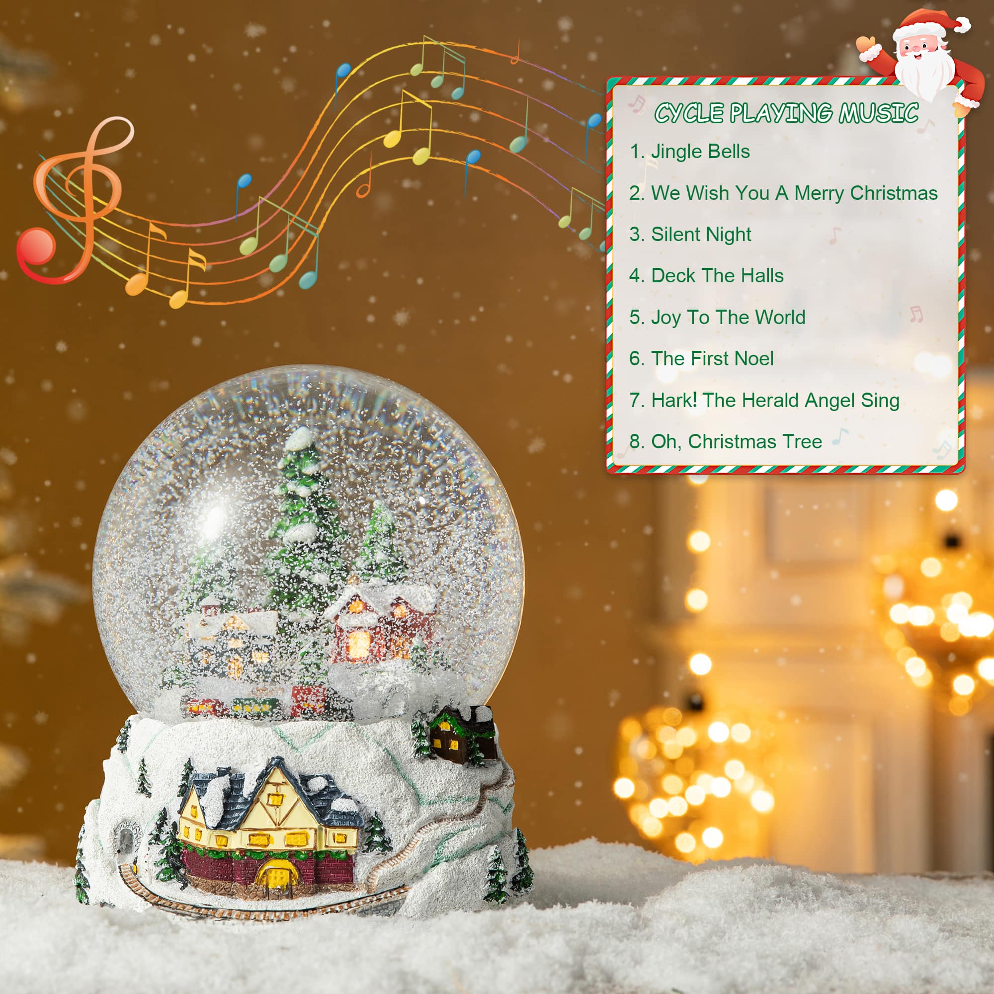 Glitzhome&#xAE; 8&#x22; Lighted Musical Snowflakes Village Waterglobe