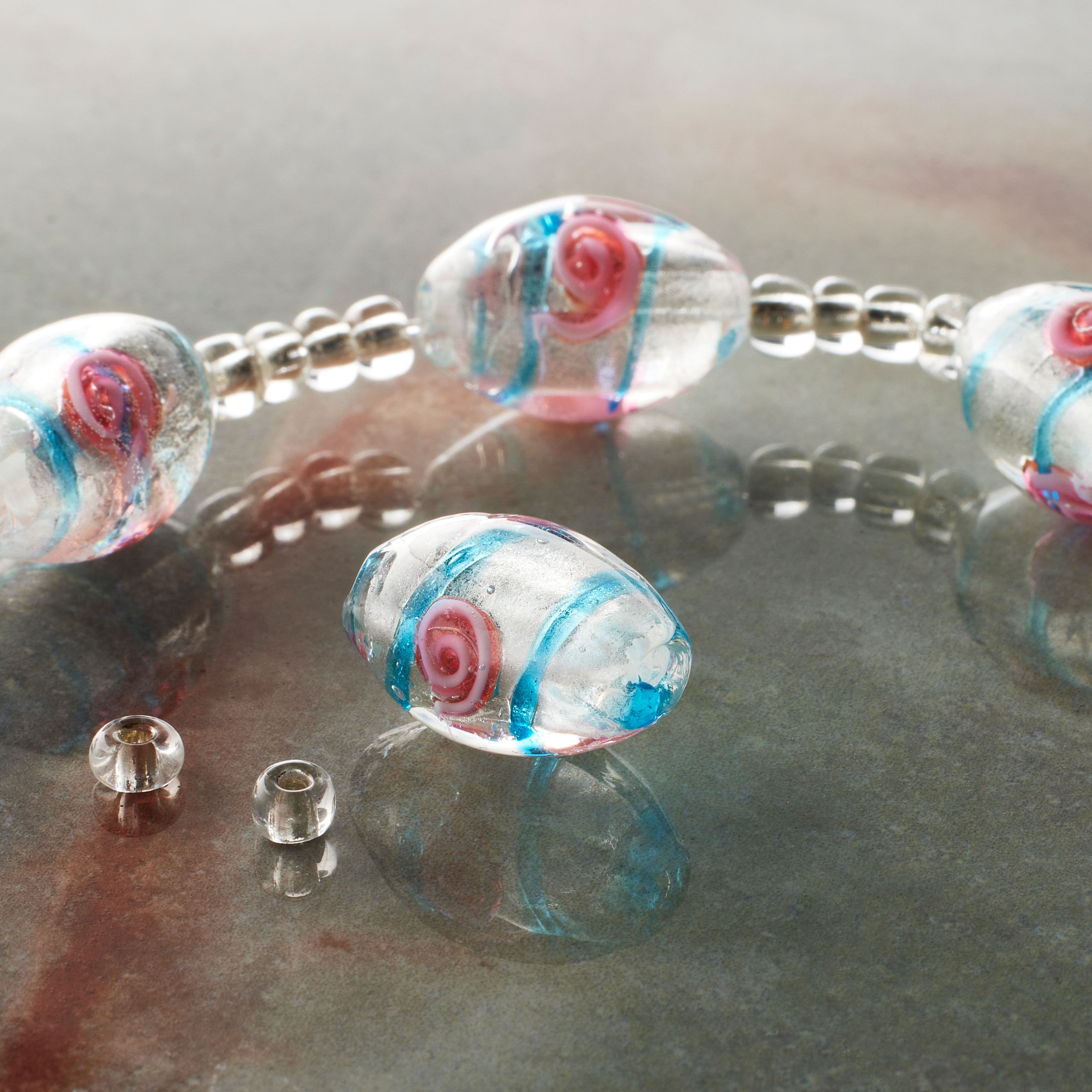 12 Pack: Flower Oval Lampwork Glass Bead Mix by Bead Landing&#x2122;