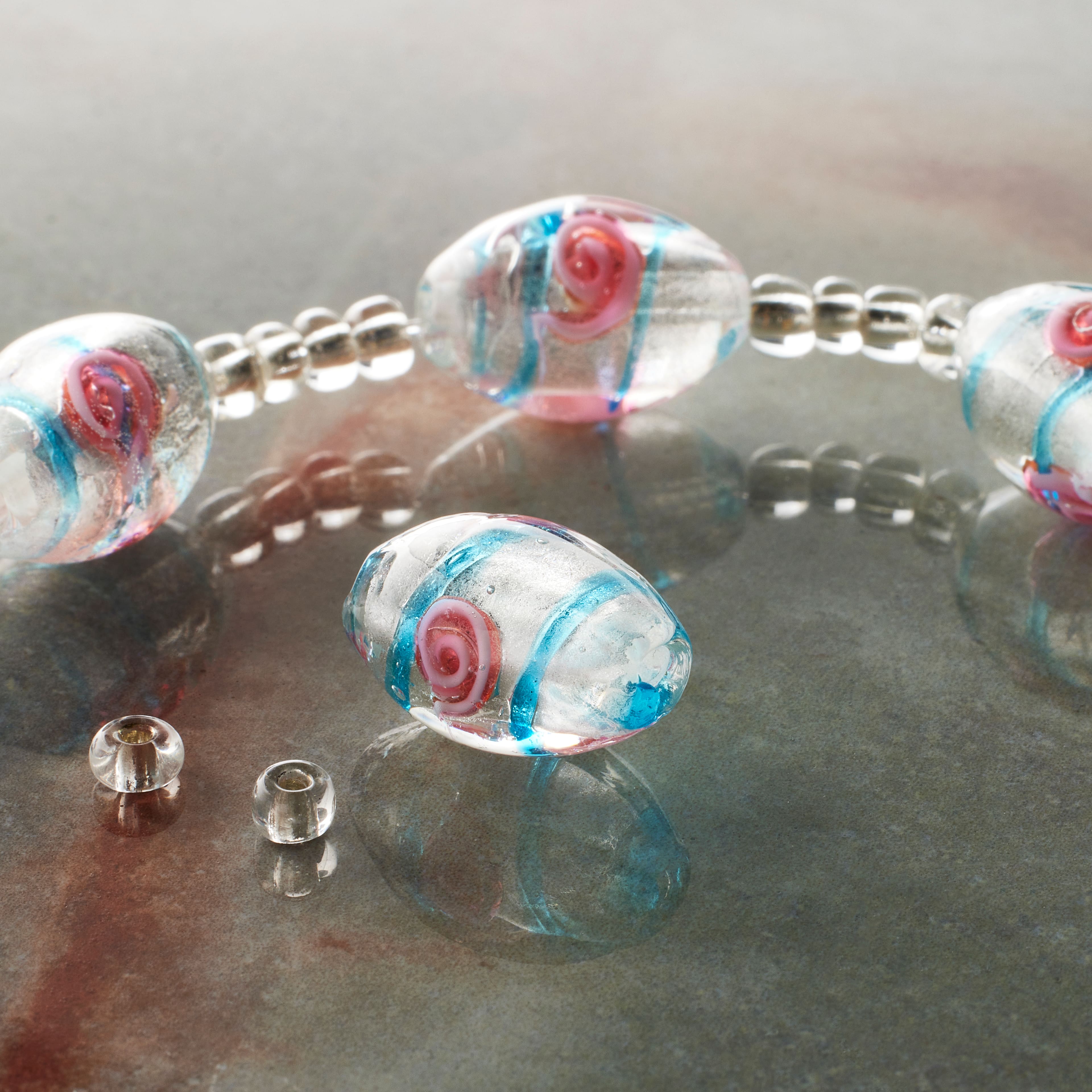 Flower Oval Lampwork Glass Bead Mix by Bead Landing™