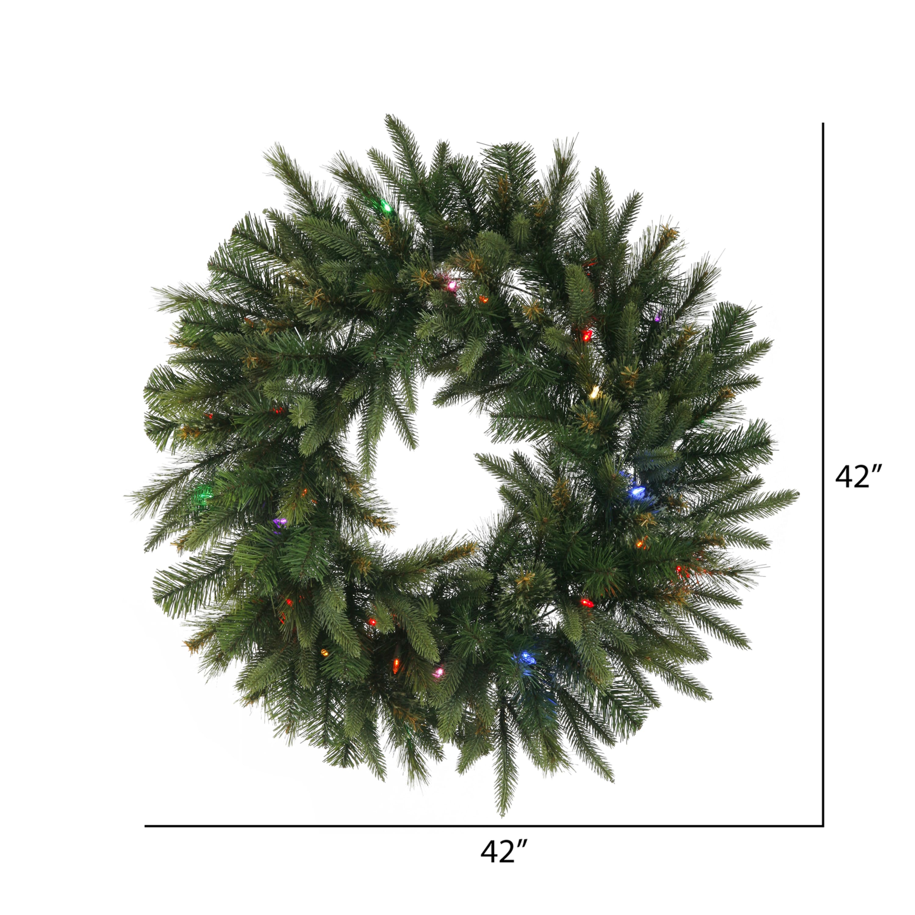 42&#x22; Multicolored LED Lights Cashmere Pine Artificial Christmas Wreath