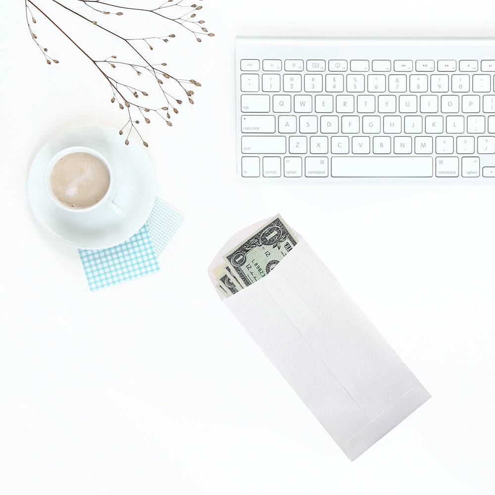 JAM Paper 3.5" x 6.5" White Coin Business Envelopes