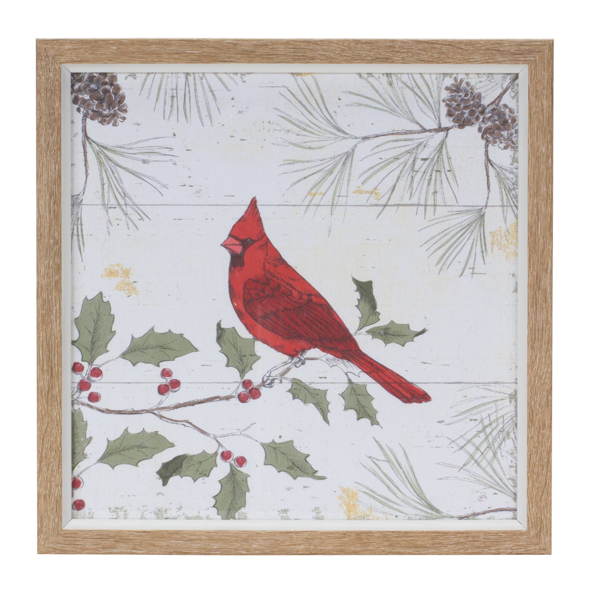 Framed Deer &#x26; Cardinal Bird Wall Art Set