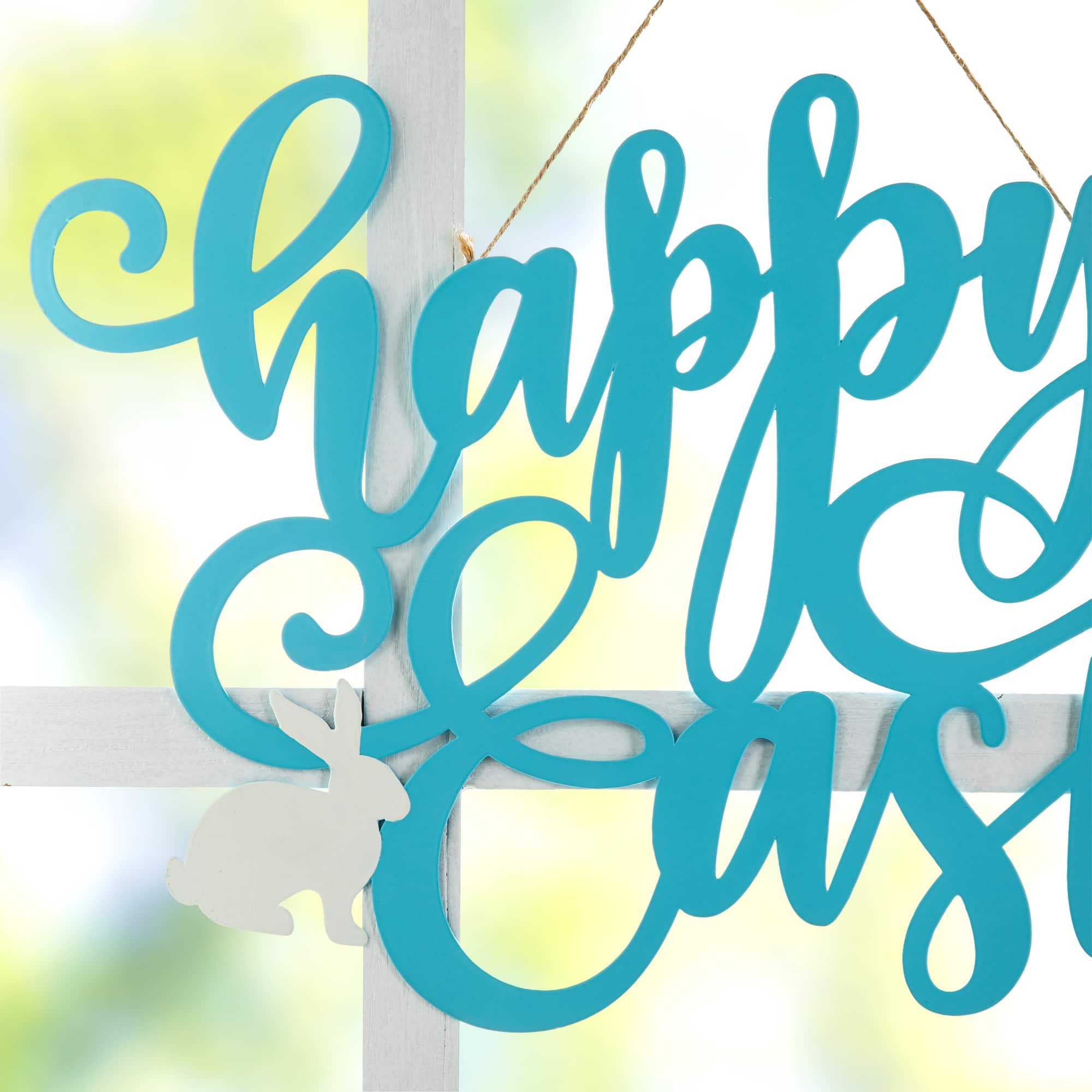 Glitzhome&#xAE; 18&#x22; Easter Metal &#x22;Happy Easter&#x22; Door Hanger