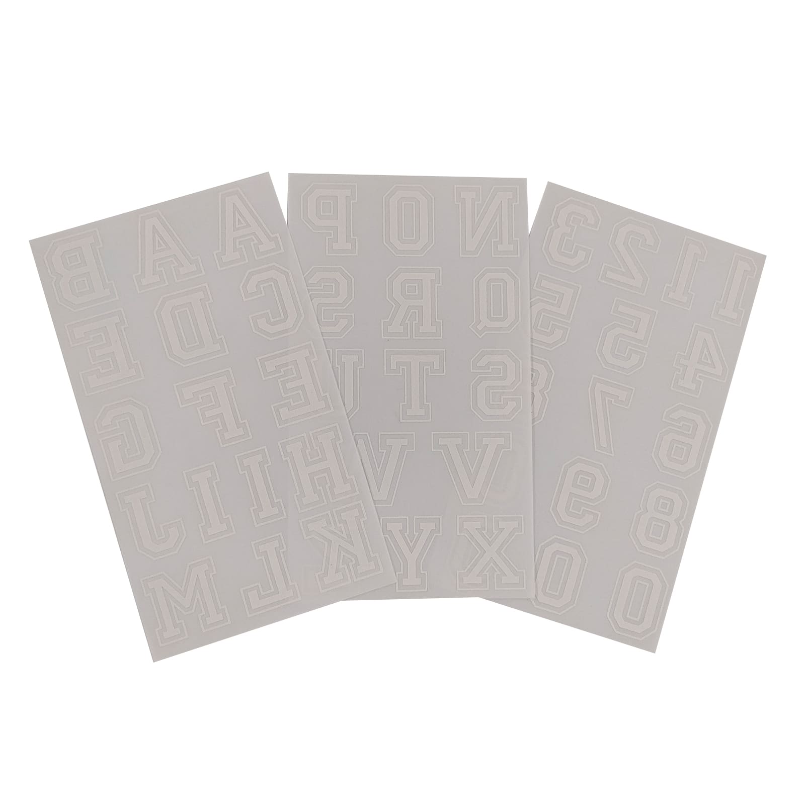 12 Packs: 46 ct. (552 total) 1.75&#x22; Iron-On White Flocked Collegiate Letters by Imagin8&#x2122;