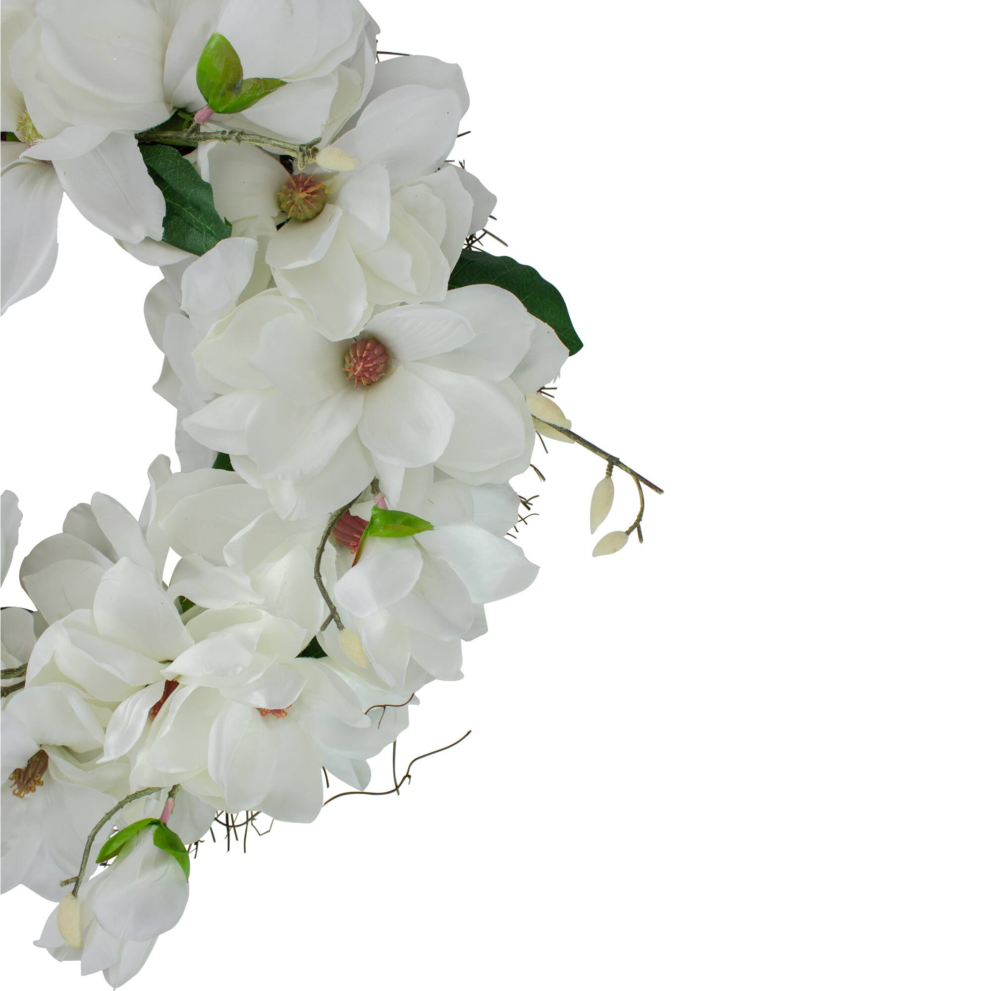 24" White Magnolia Artificial Spring Wreath