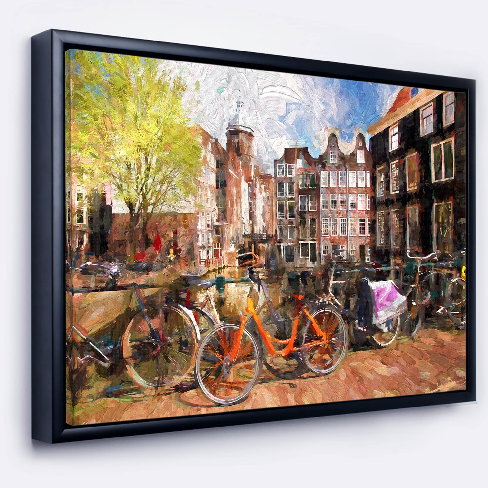 Designart - Amsterdam City Artwork - Landscape Framed Canvas Art Print