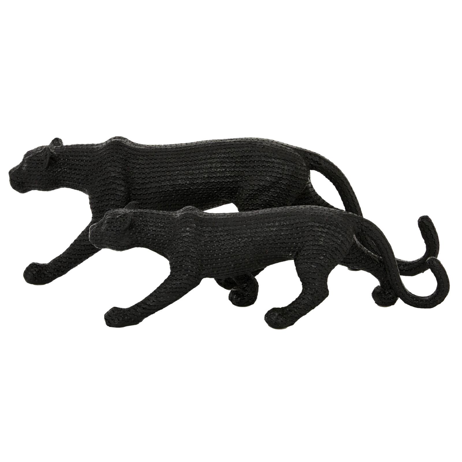 Black Contemporary Leopard Sculpture Set