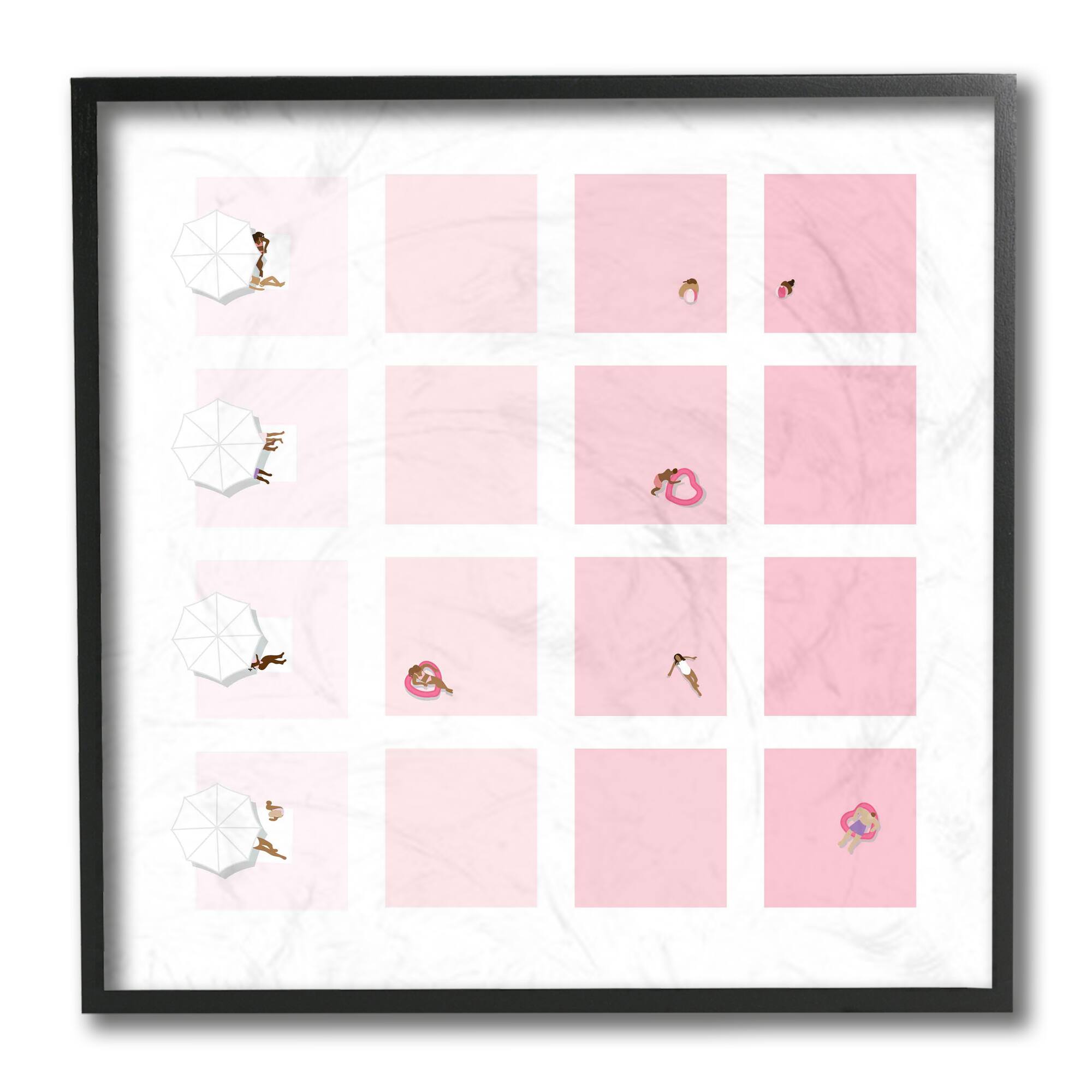 Stupell Industries Pink Abstract Summer Pool Fun Wall Art in Black Frame