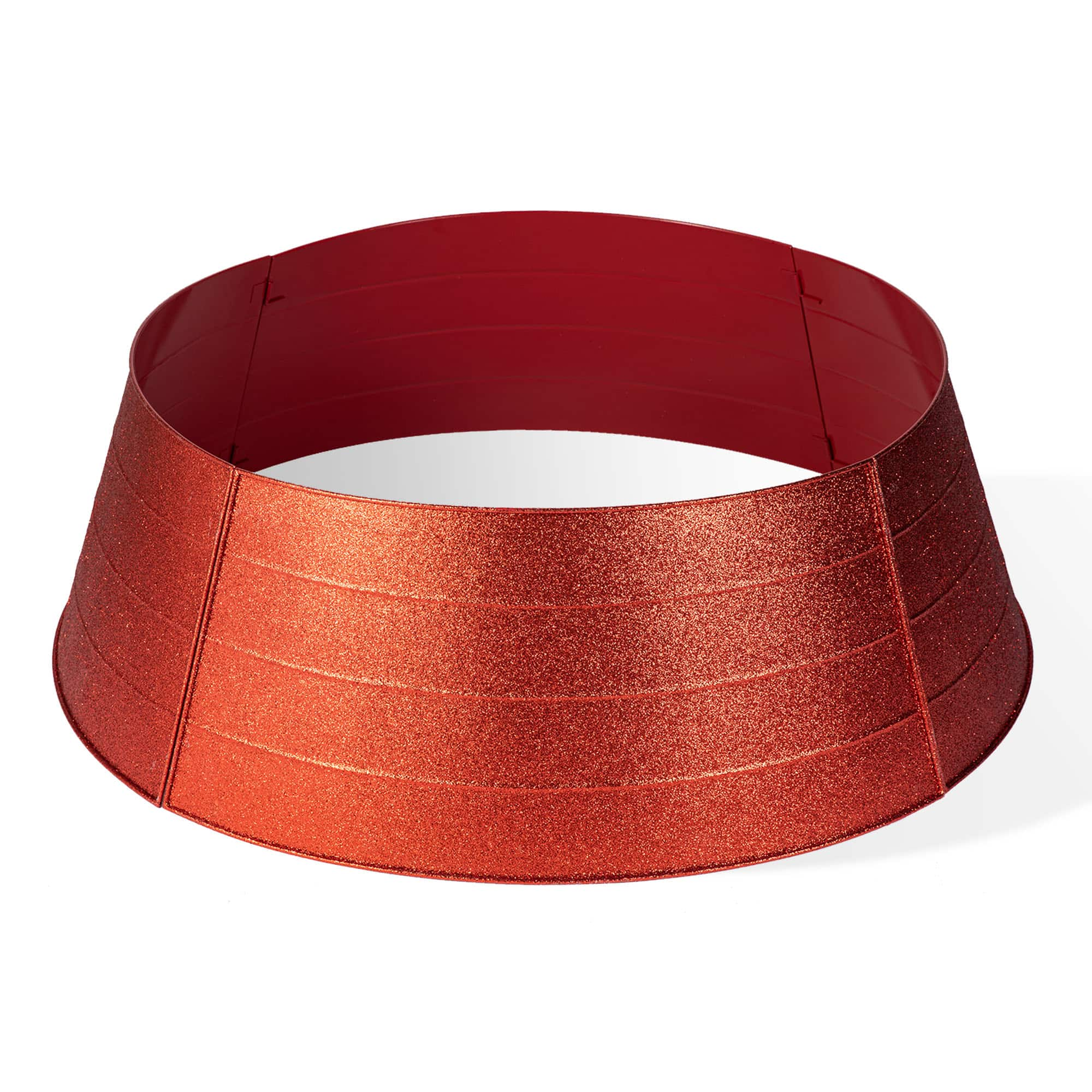 Glitzhome&#xAE; 3ft. Red Glitter Metal Tree Collar