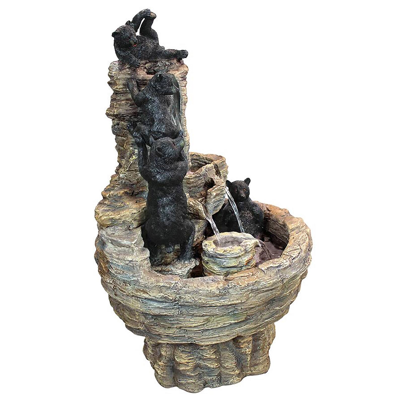27&#x22; Rocky Mountain Splash Black Bears Garden Fountain