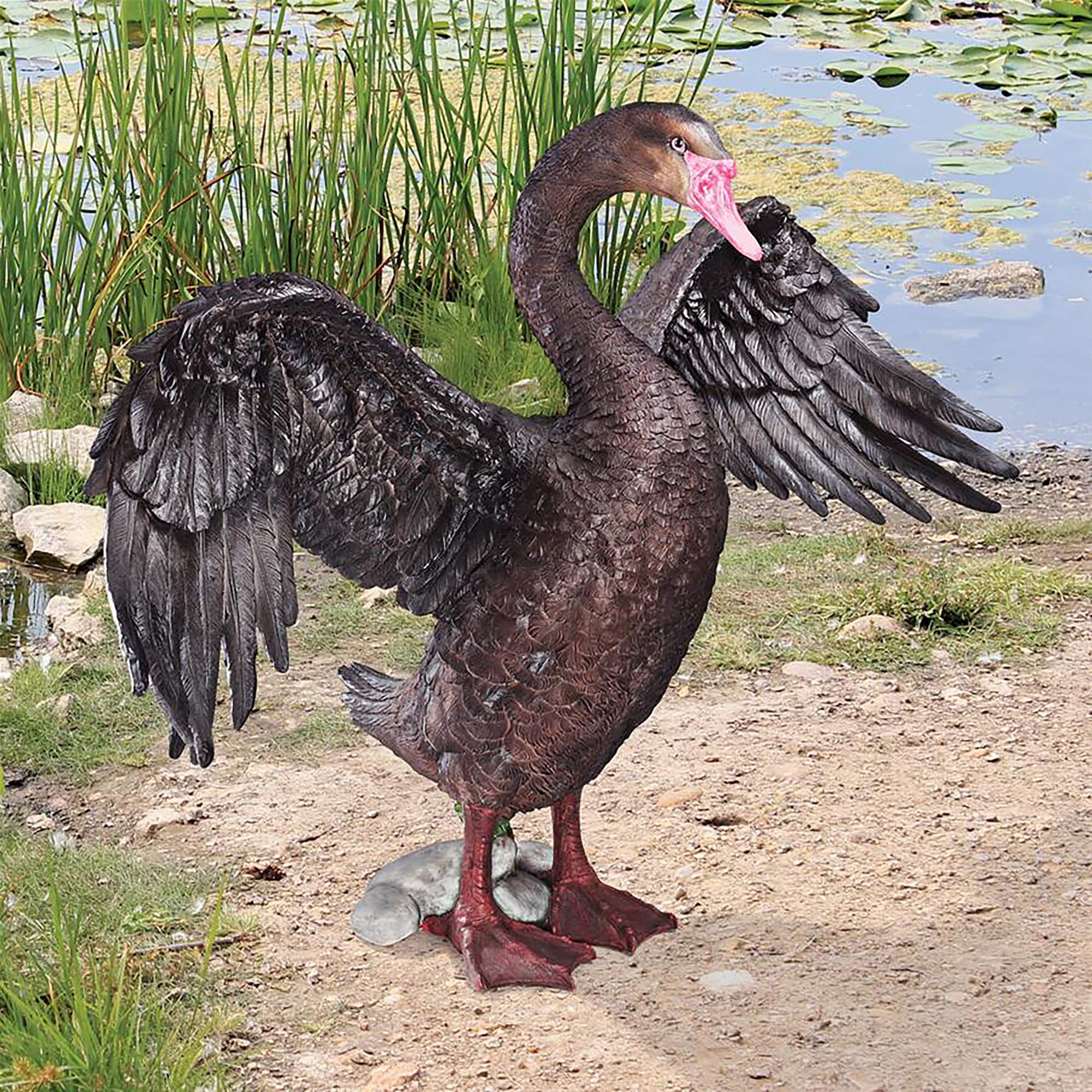 Design Toscano 19&#x22; Beautiful Black Swan Statue
