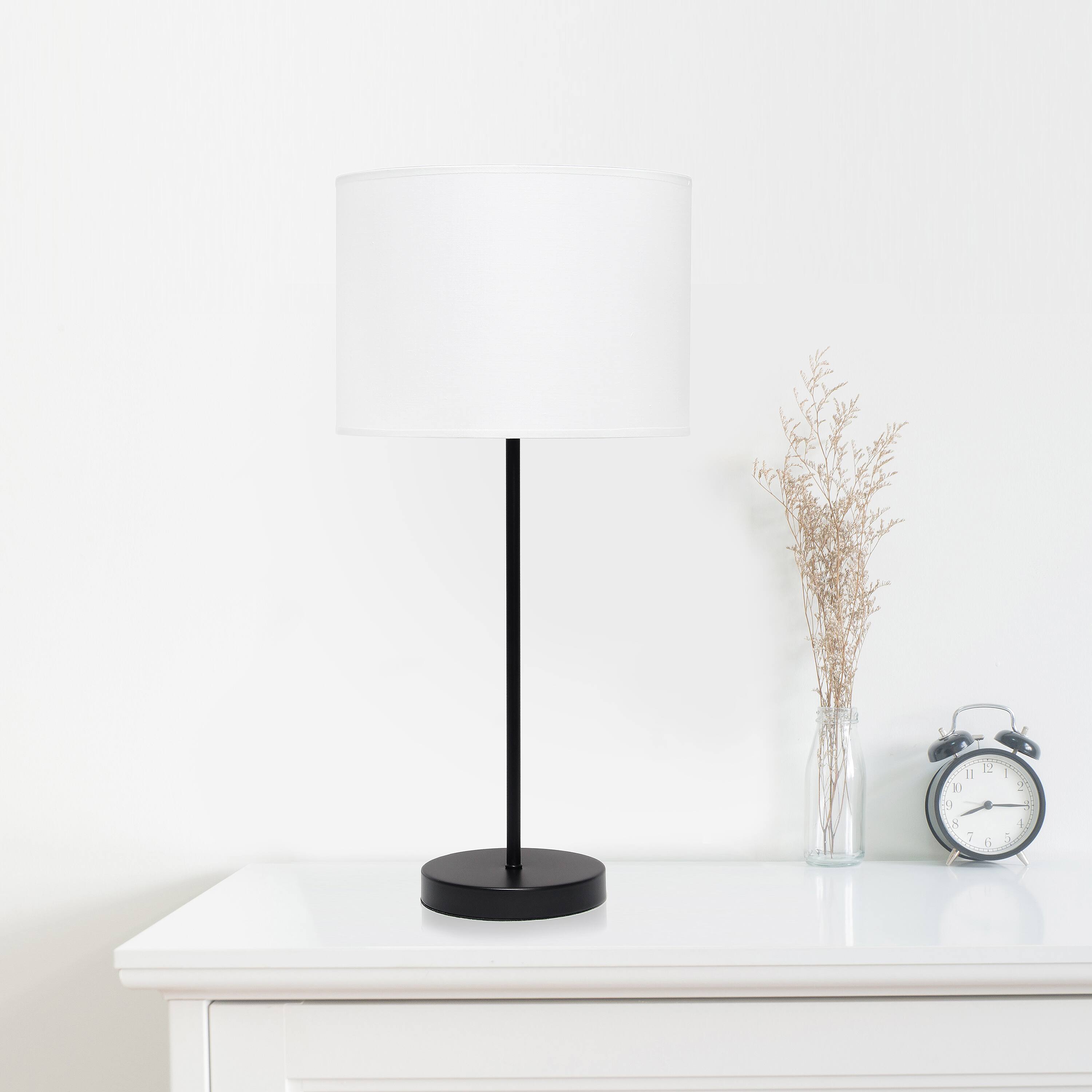 Simple Designs 23&#x22; White Fabric Shade Lamp