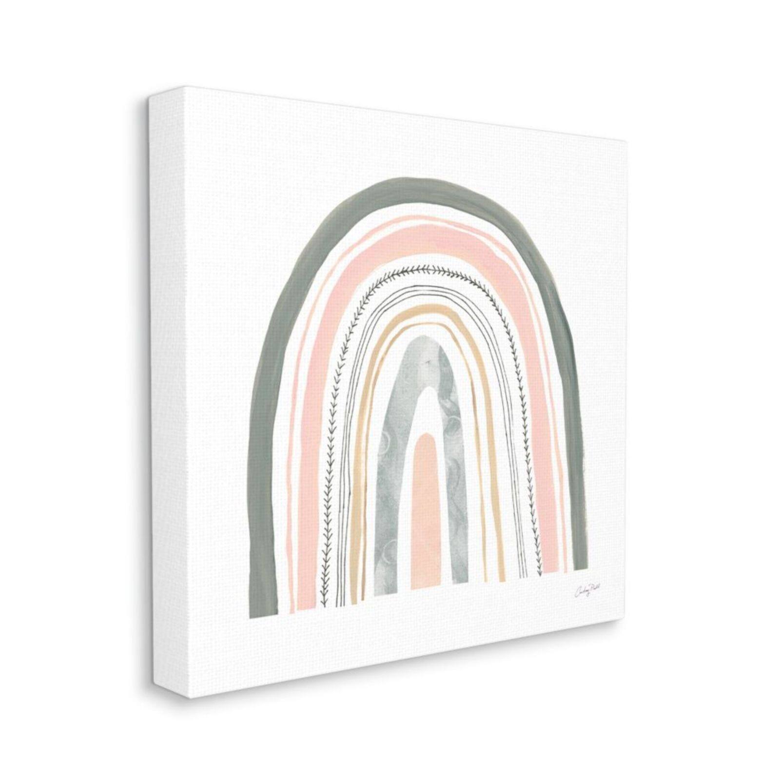 Stupell Industries Gray & Pink Abstract Fluid Linework Rainbow Canvas Wall Art