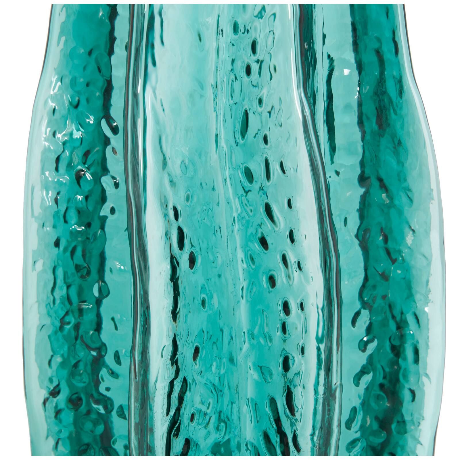 12&#x22; Green Wavy Glass Vase
