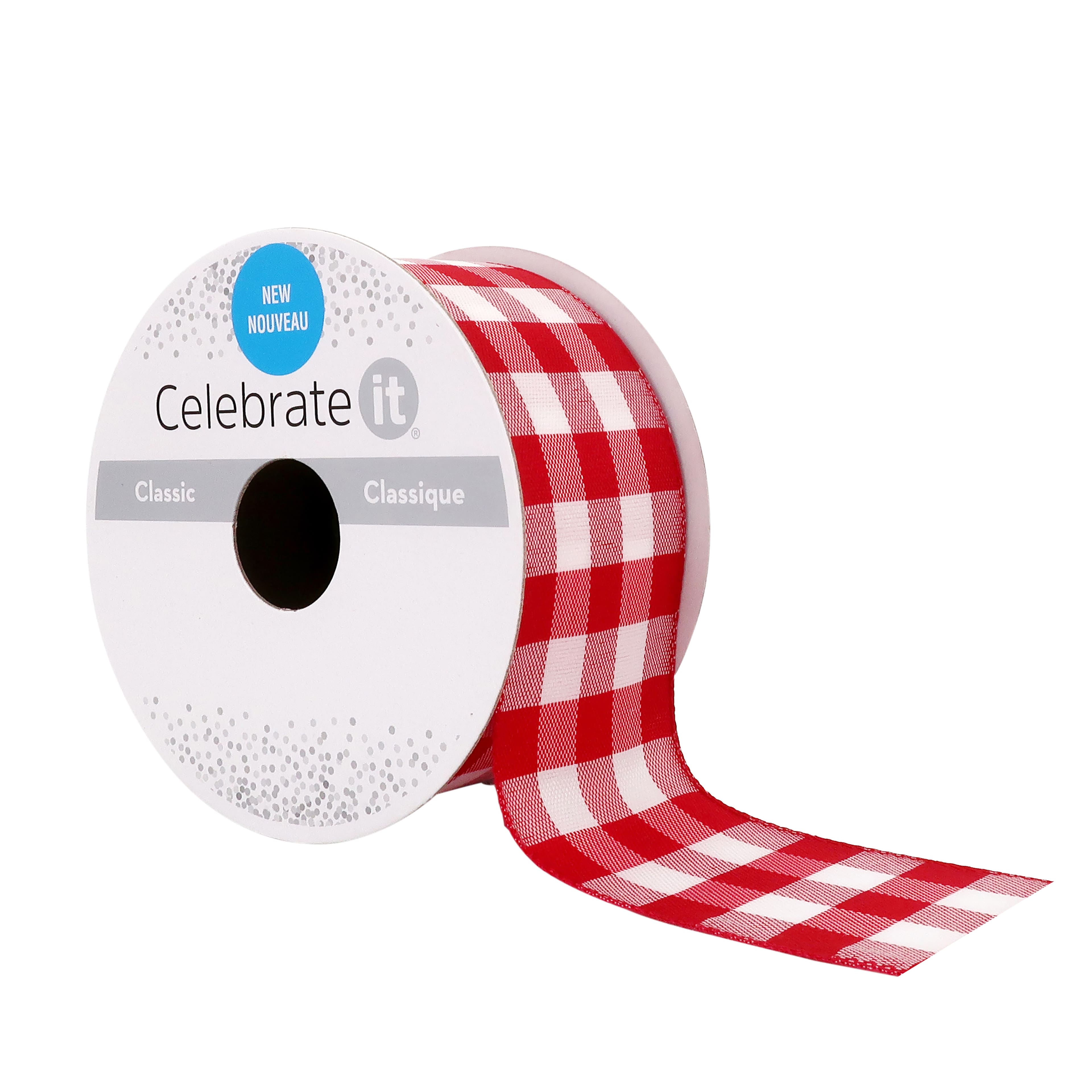 12 Pack: 1.5&#x22; x 3yd. Wired Checkered Ribbon by Celebrate It&#xAE;