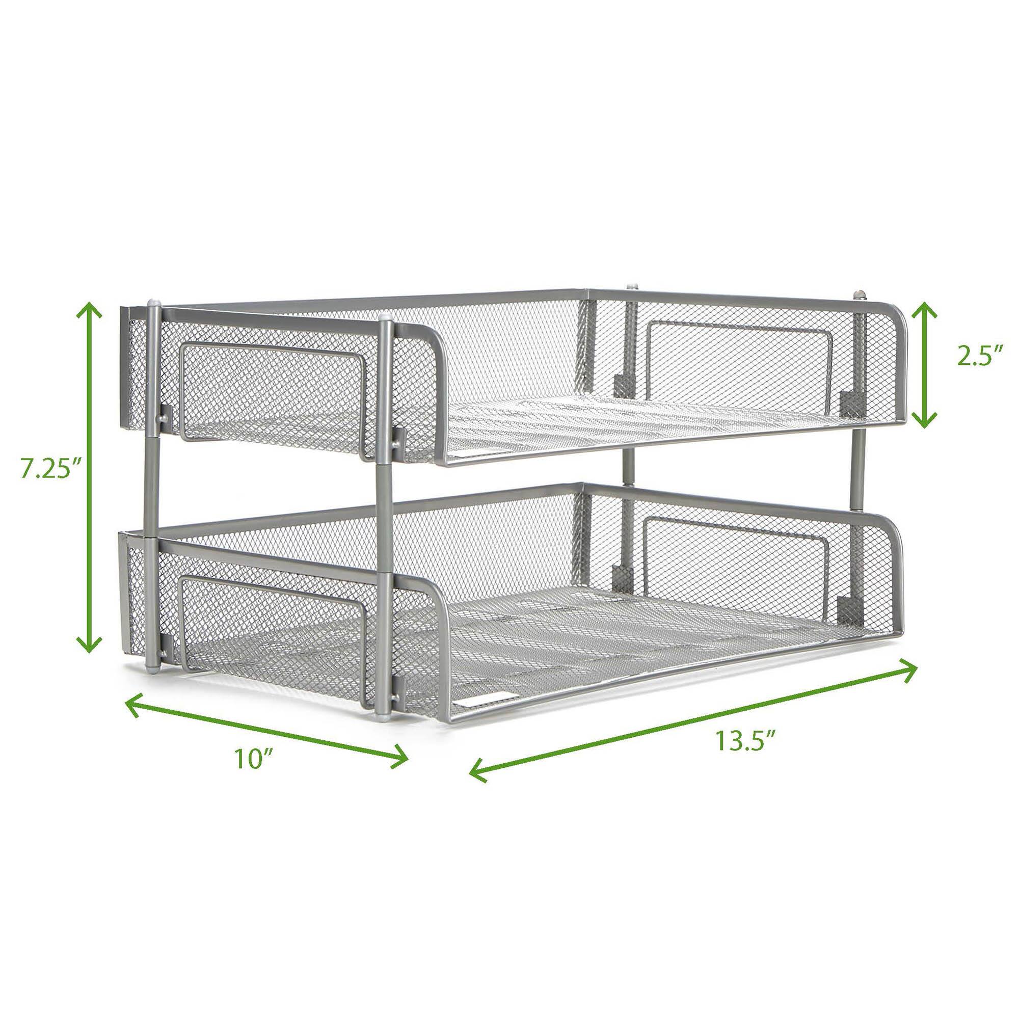 Mind Reader 2 Pack Silver Stackable Metal Mesh Organizer