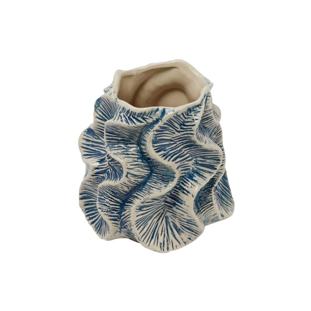 Hello Honey&#xAE; Bloomingville 7.5&#x22; Blue &#x26; Ivory Organically Shaped Stoneware Vase
