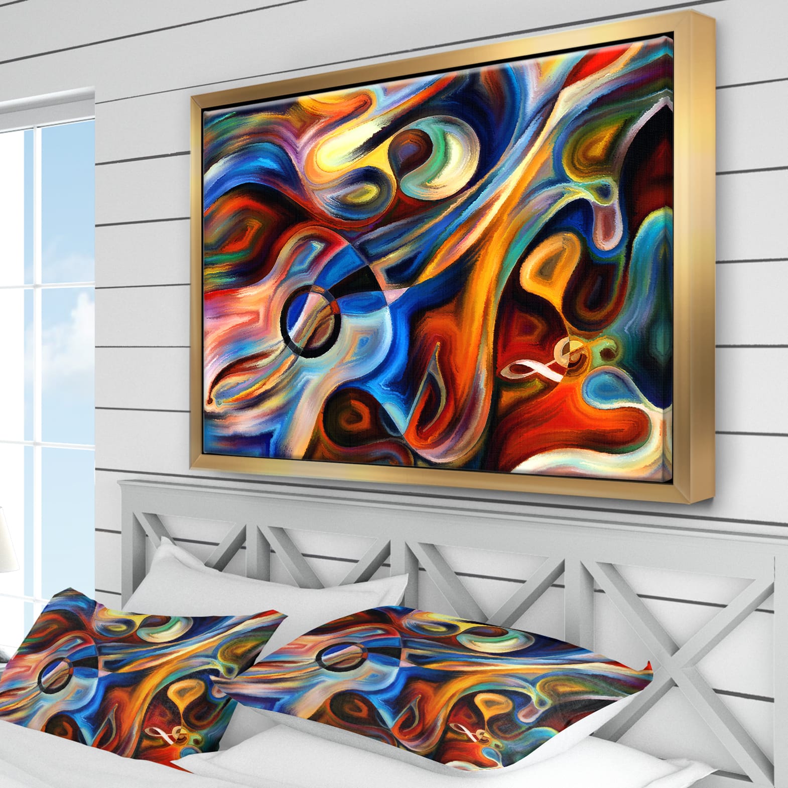 Designart - Abstract Music and Rhythm - Abstract Framed Canvas Art Print