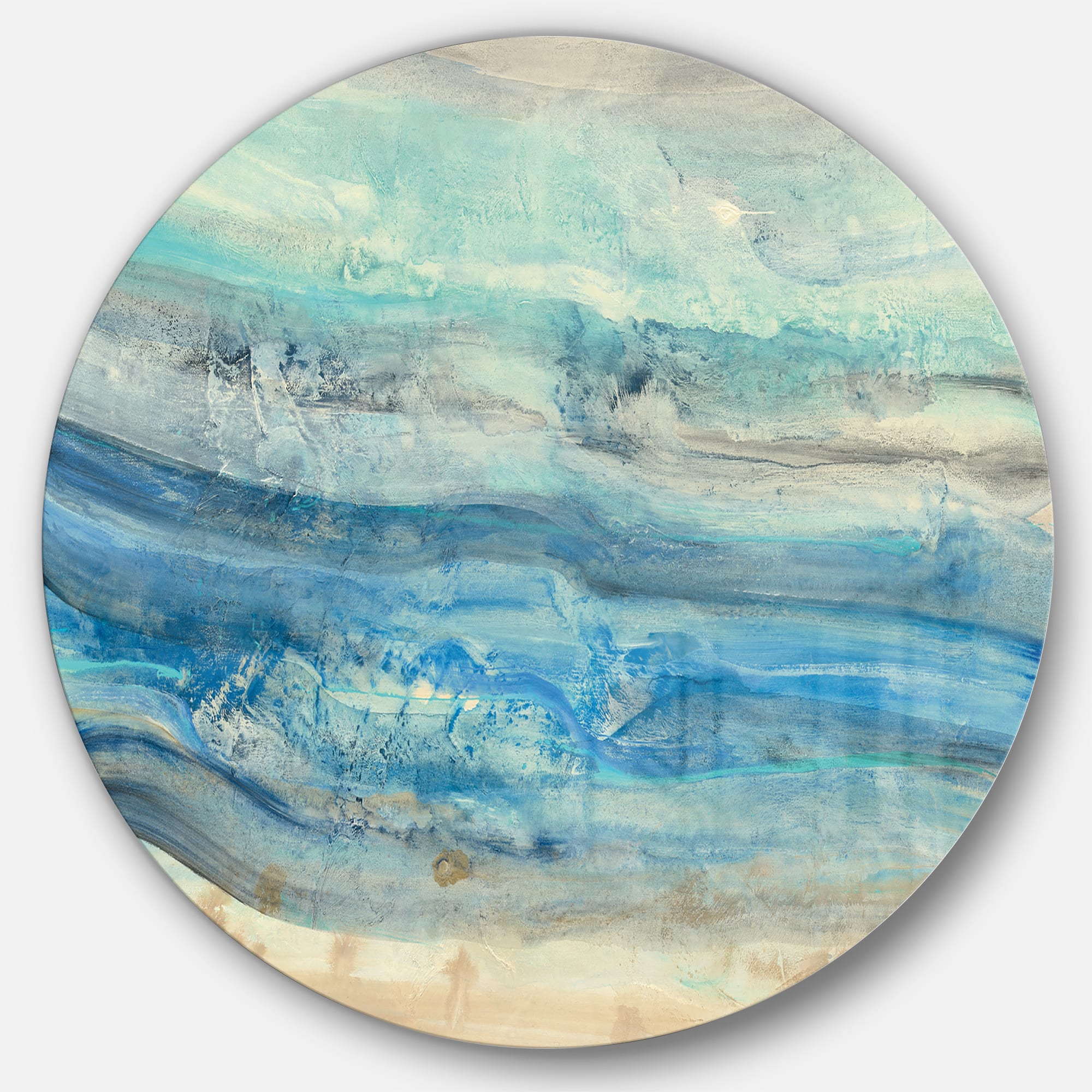 Designart - Ocean Mineral Waves - Nautical &#x26; Coastal Metal Circle Wall Art