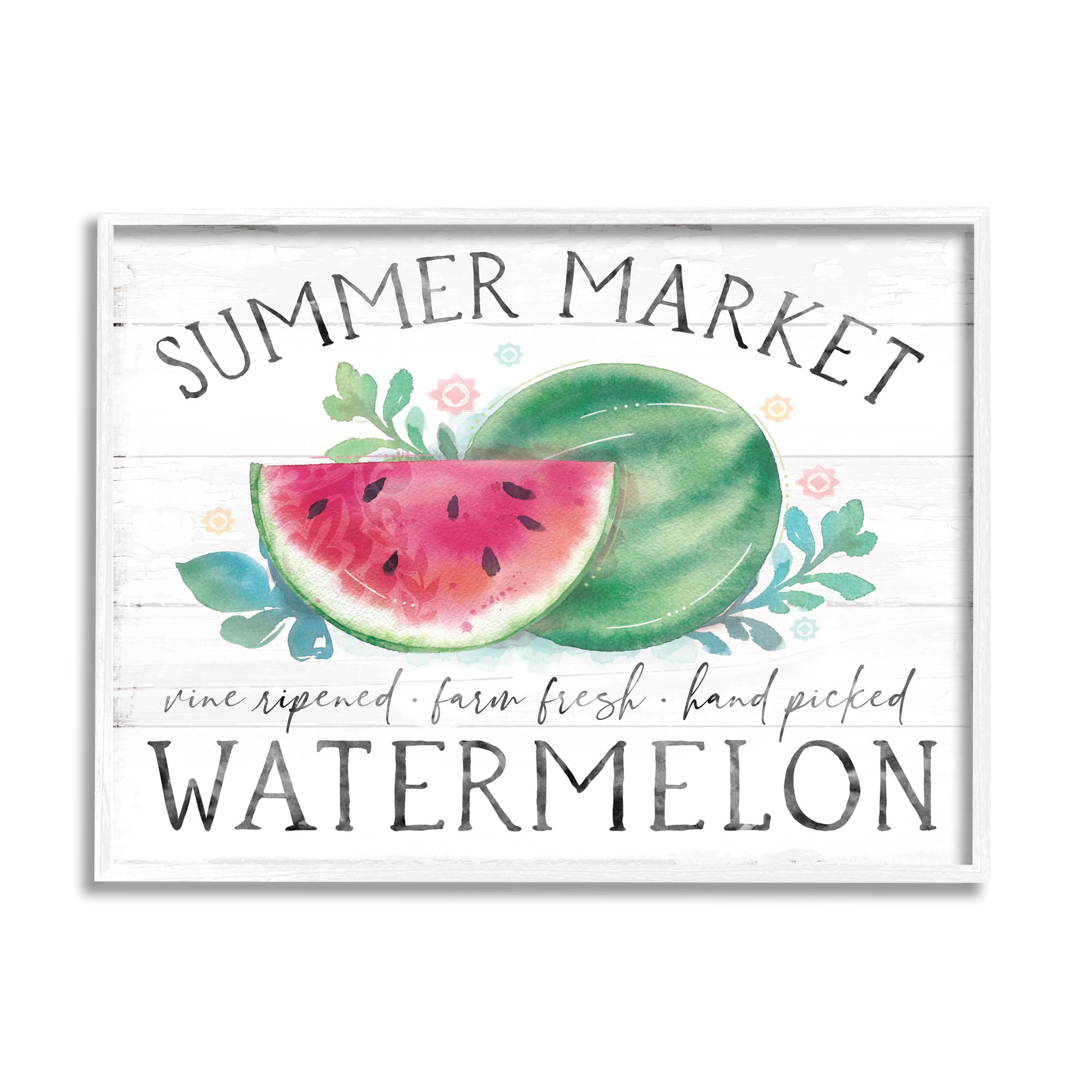 Stupell Industries Summer Market Watermelon Farm Country Grain Pattern Framed Giclee Art