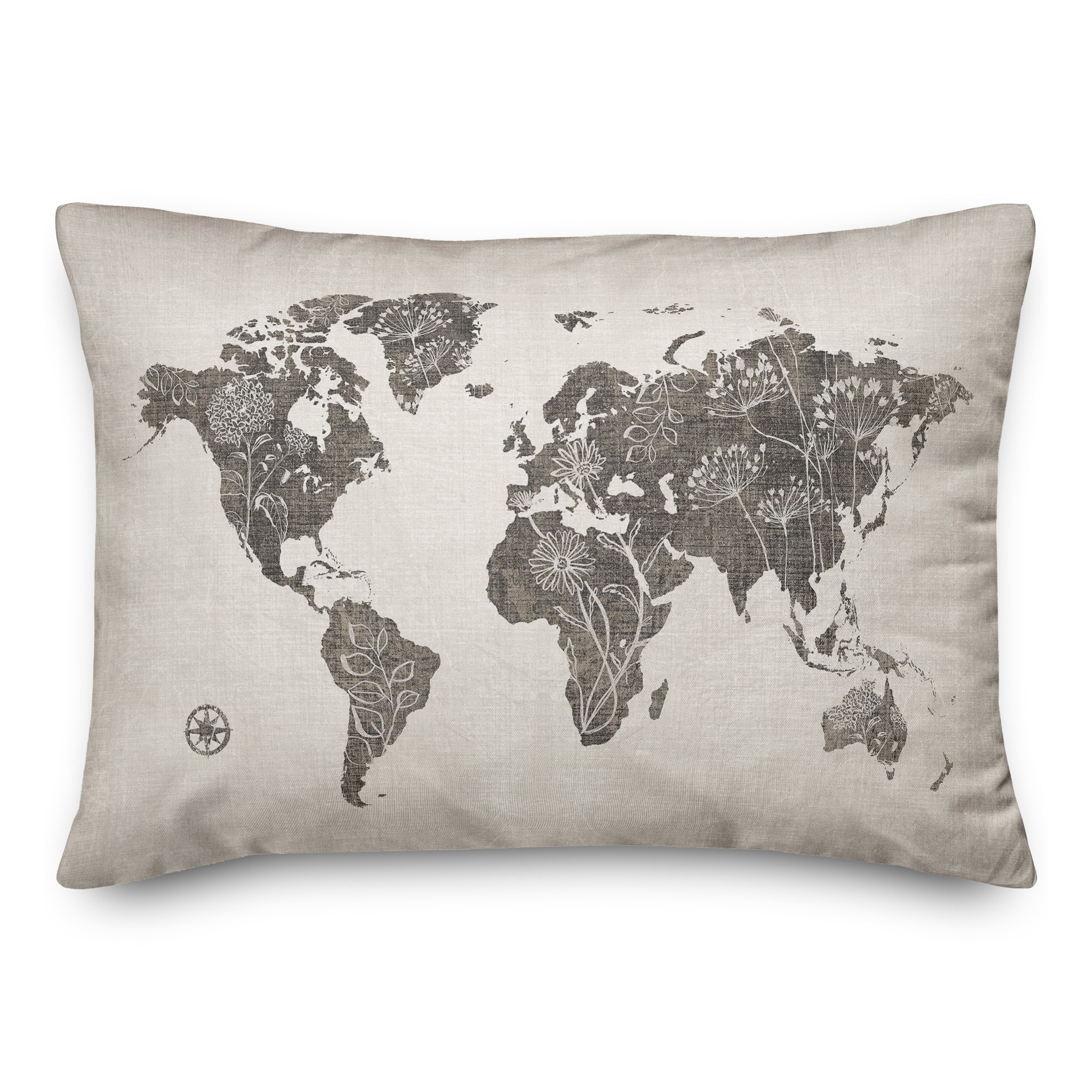 Floral Map 20" x 14" Indoor/Outdoor Pillow