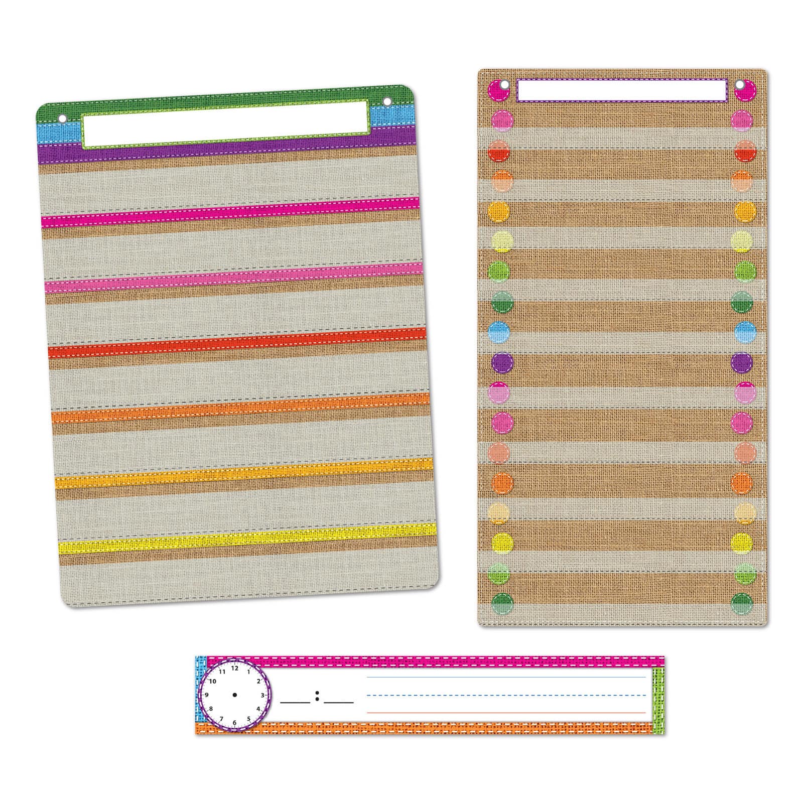 Smart Poly™ Burlap Stitched Pocket Chart Set Michaels