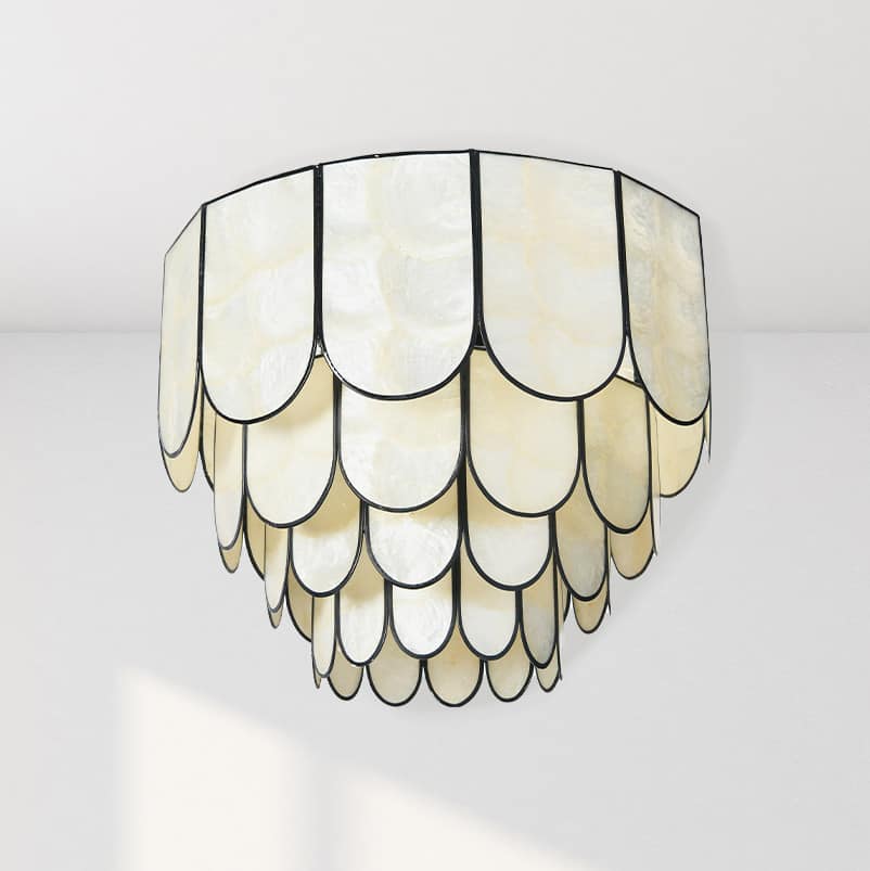 Hello Honey&#xAE; 14&#x22; Round 4-Tier Capiz &#x26; Metal Flush Mount Ceiling Light