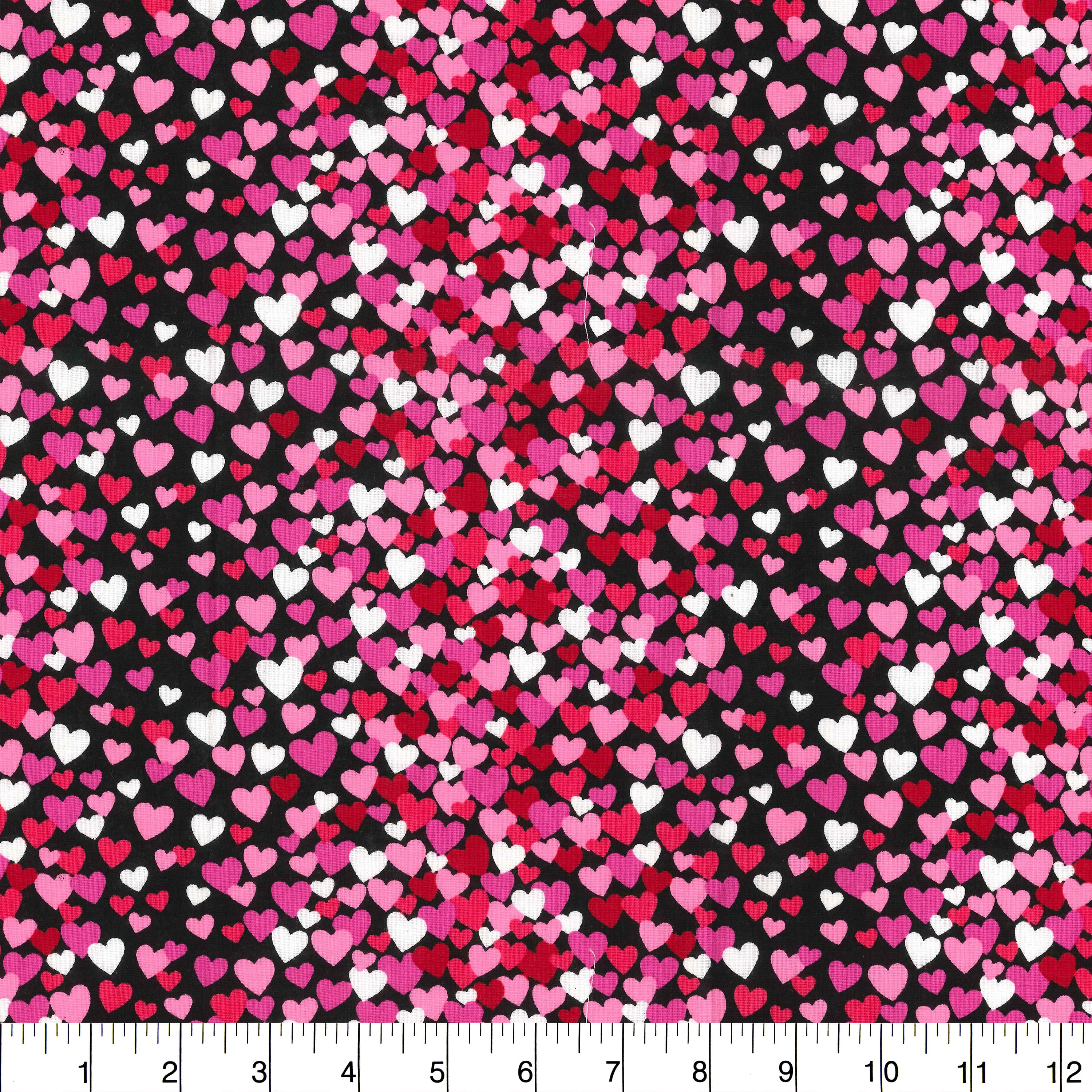 Valentine&#x27;s Tossed Hearts Cotton Fabric