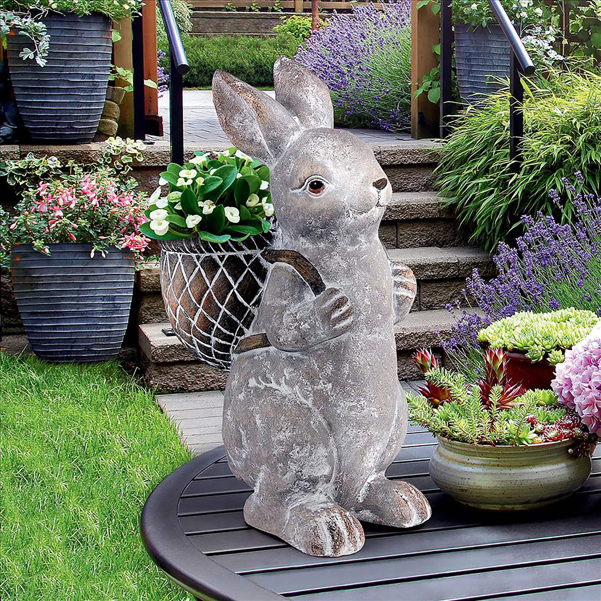 Design Tosano 16&#x22; Bunny with Basket Bearing Gifts Easter Rabbit Statue