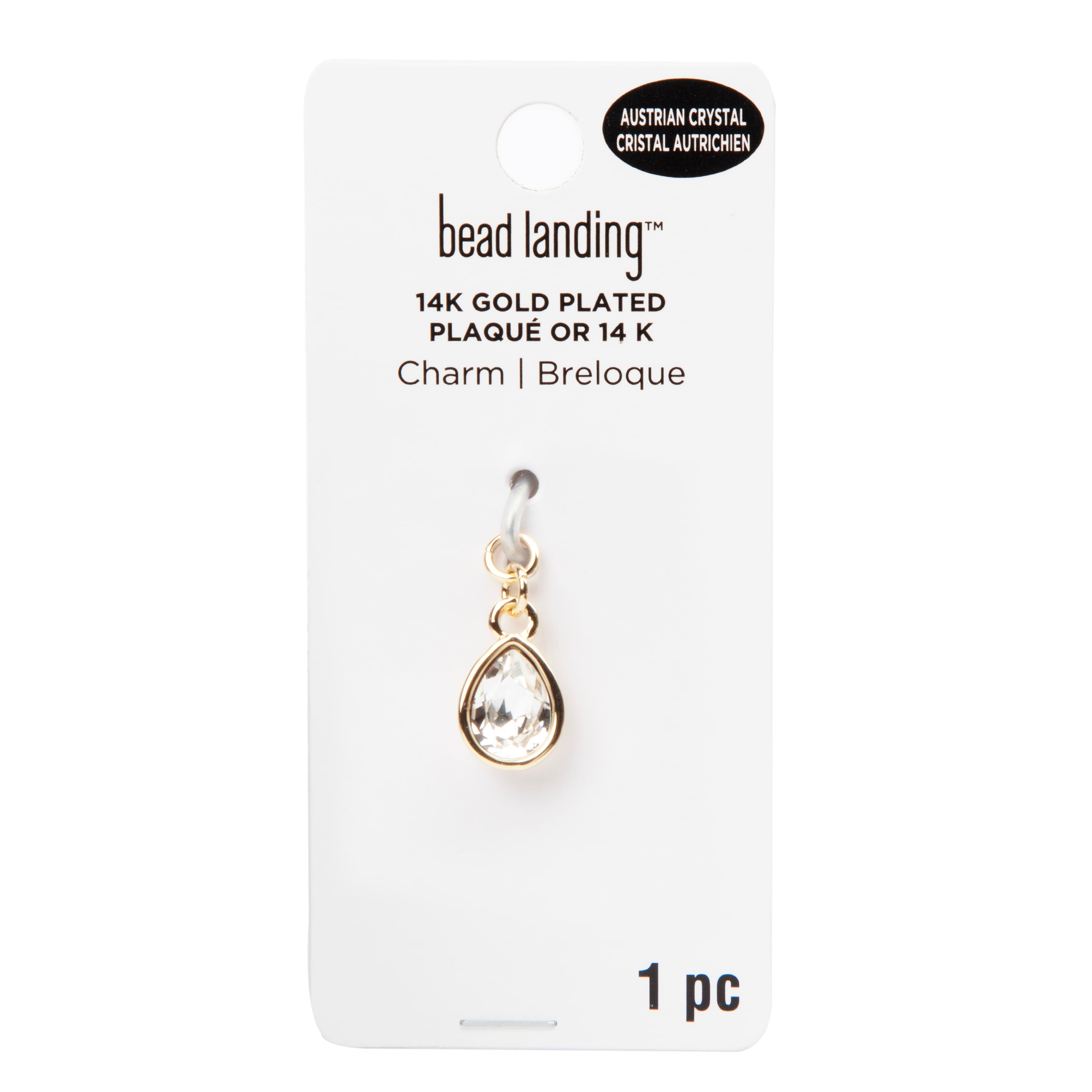 14K Gold Plated Clear Austrian Crystal Pear Charm by Bead Landing&#x2122;