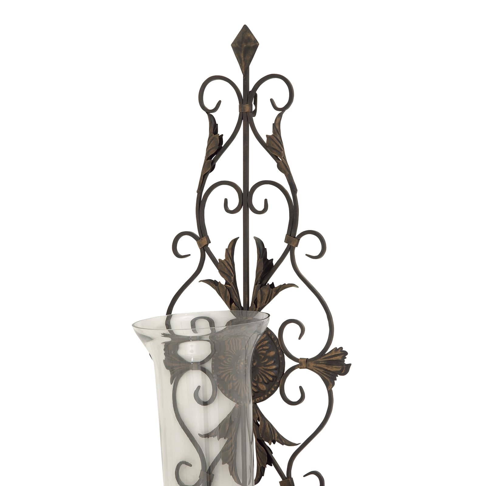 Gold Glass Rustic Candle Wall Sconce, 37&#x22; x 13&#x22; x 9&#x22;