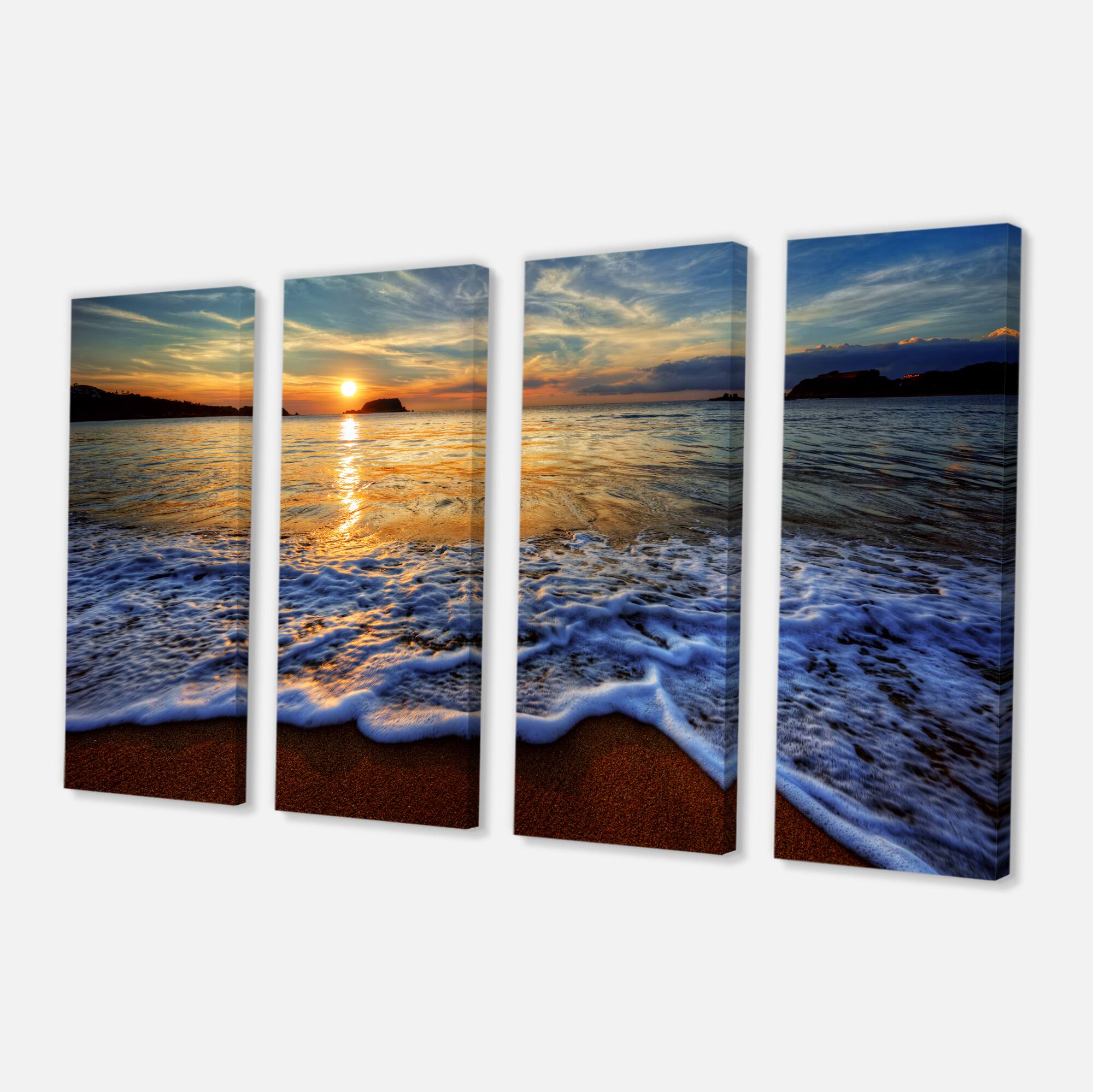 Designart - Peaceful Sandy Beach with Waves - Extra Large Canvas Art Print