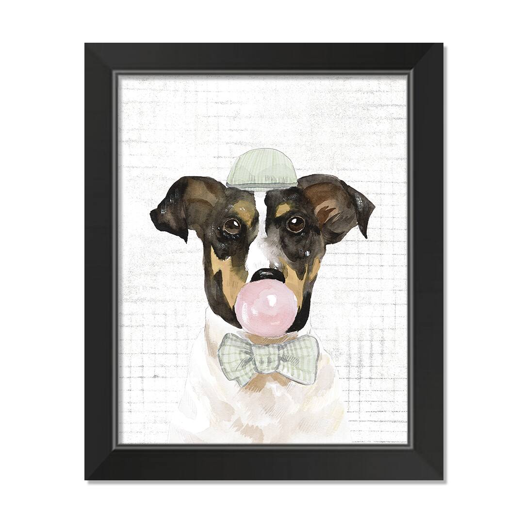 Bubble Gum Dog 1 11&#x22; x 14&#x22; Black Framed Print Under Plexiglass