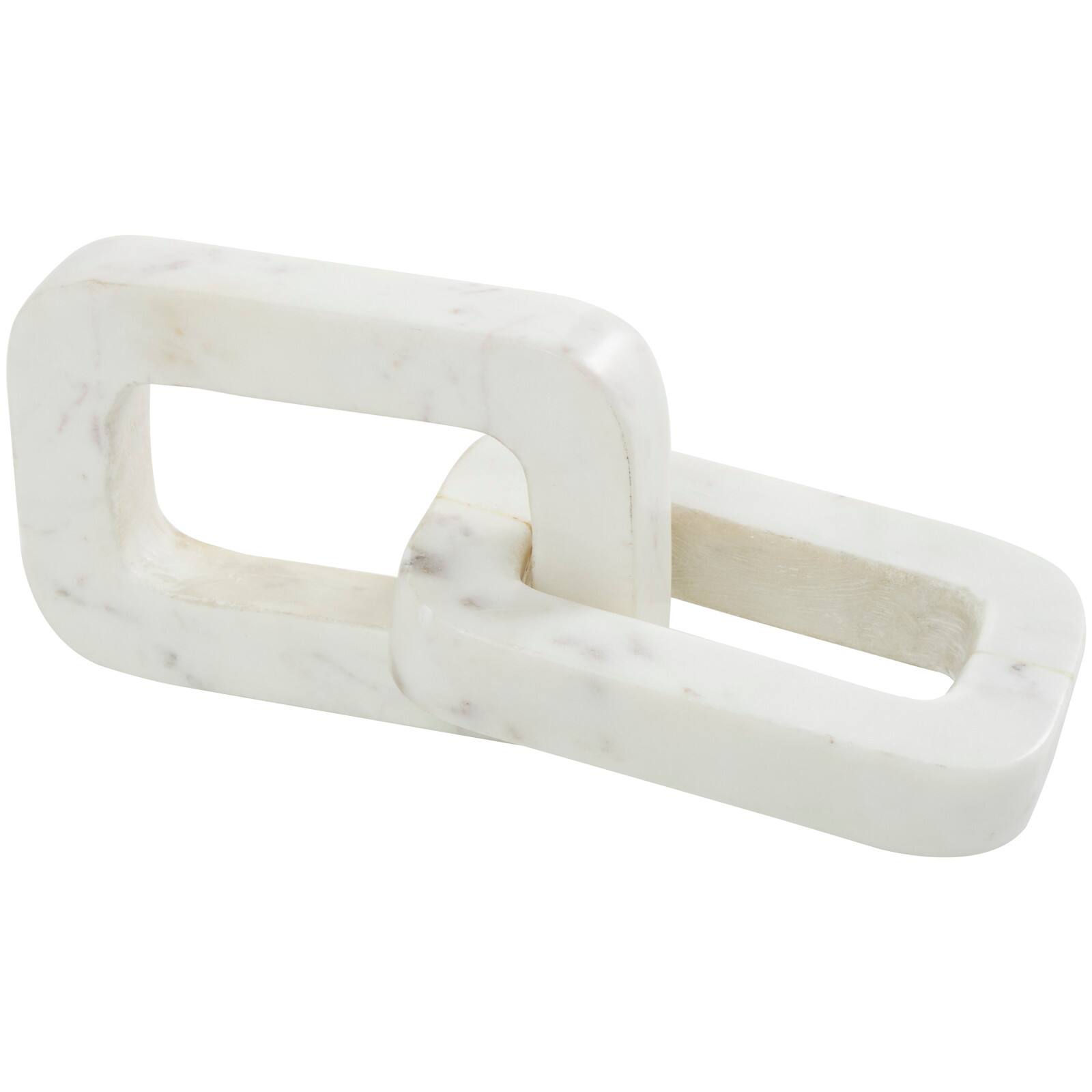White Marble Geometric 2 Link Chain Sculpture D&#xE9;cor
