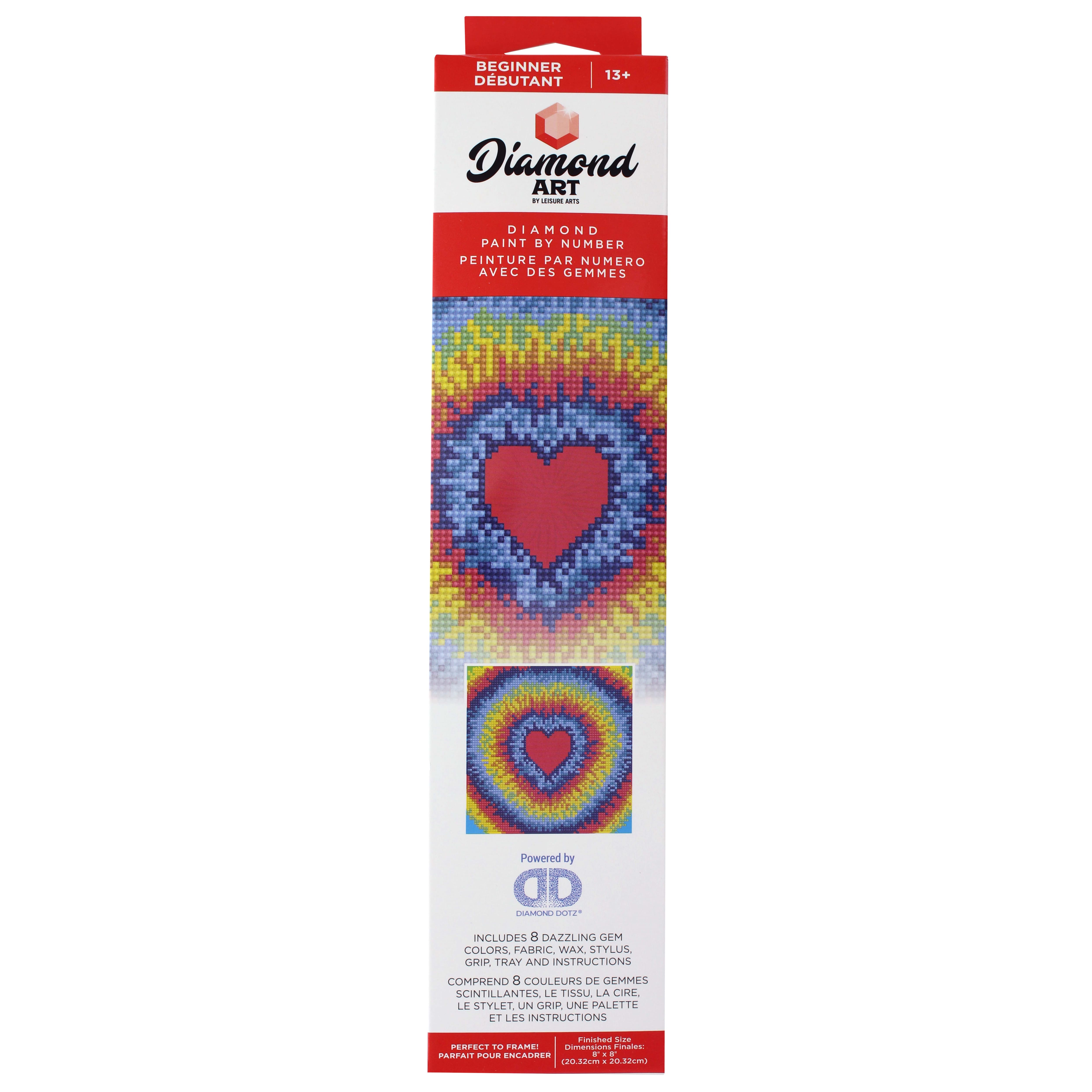 Diamond Art Kit 8x8 Beginner Tie Dye Heart