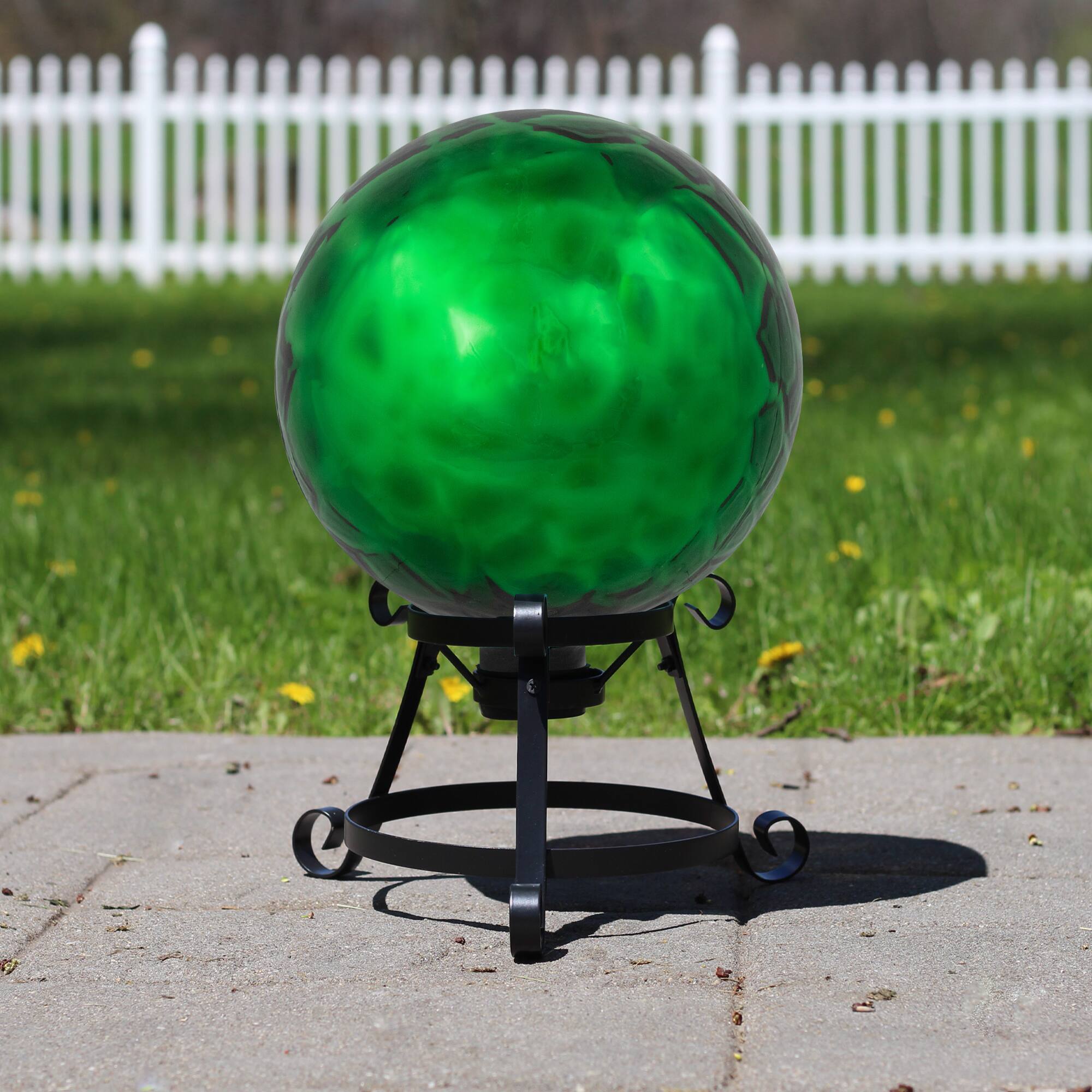 10&#x22; Green Turtle Shell Inspired Mirrored Outdoor Garden Gazing Ball
