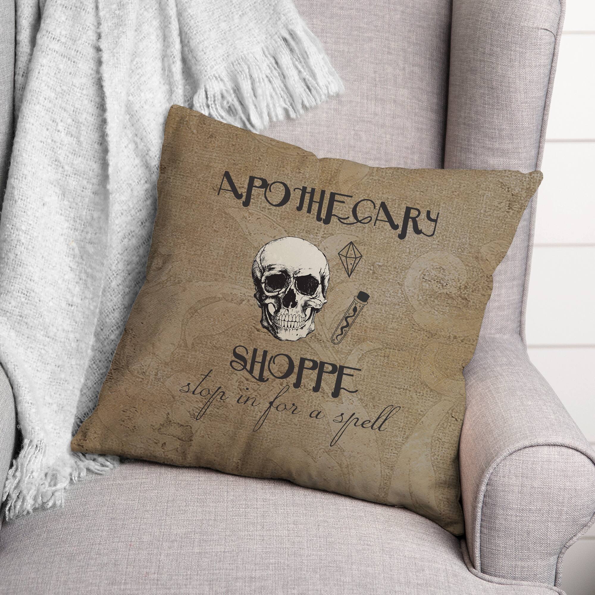 Apothecary Shoppe 3 18&#x22; x 18&#x22; Throw Pillow