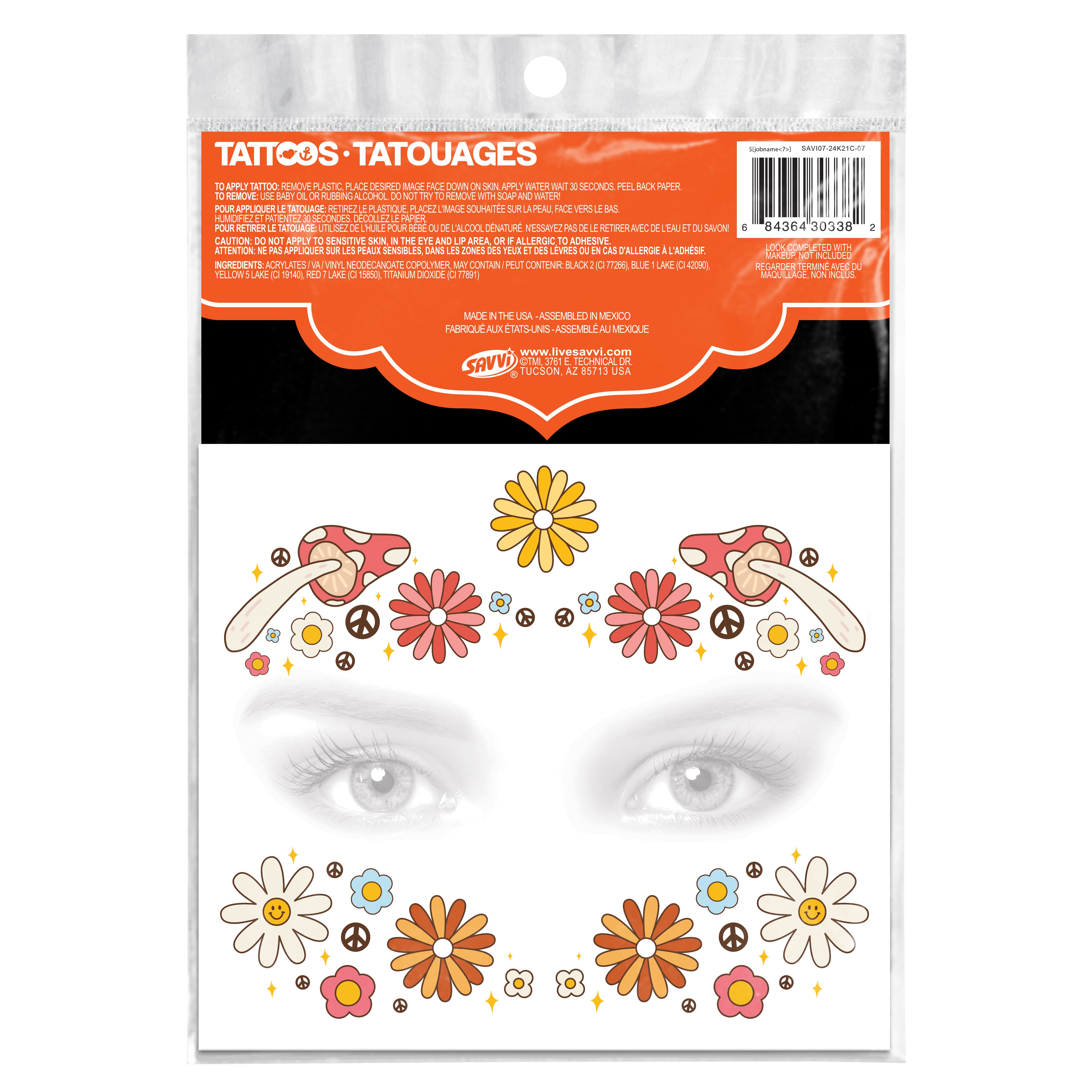 Savvi Hippie Costume Tattoos