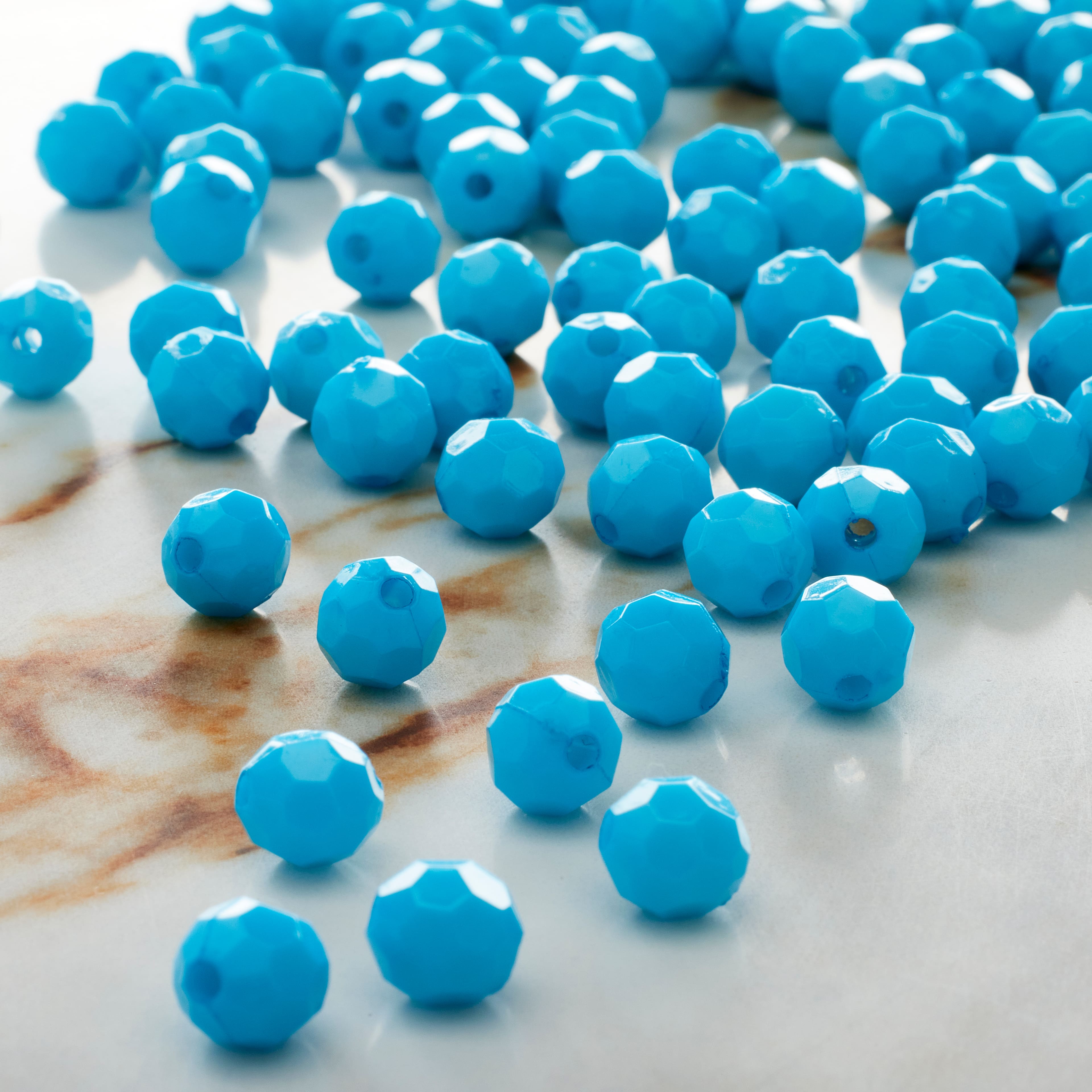 JOLLY STORE Crafts 8mm Faceted Beads Translucent Blue Turquoise Color,  500pcs