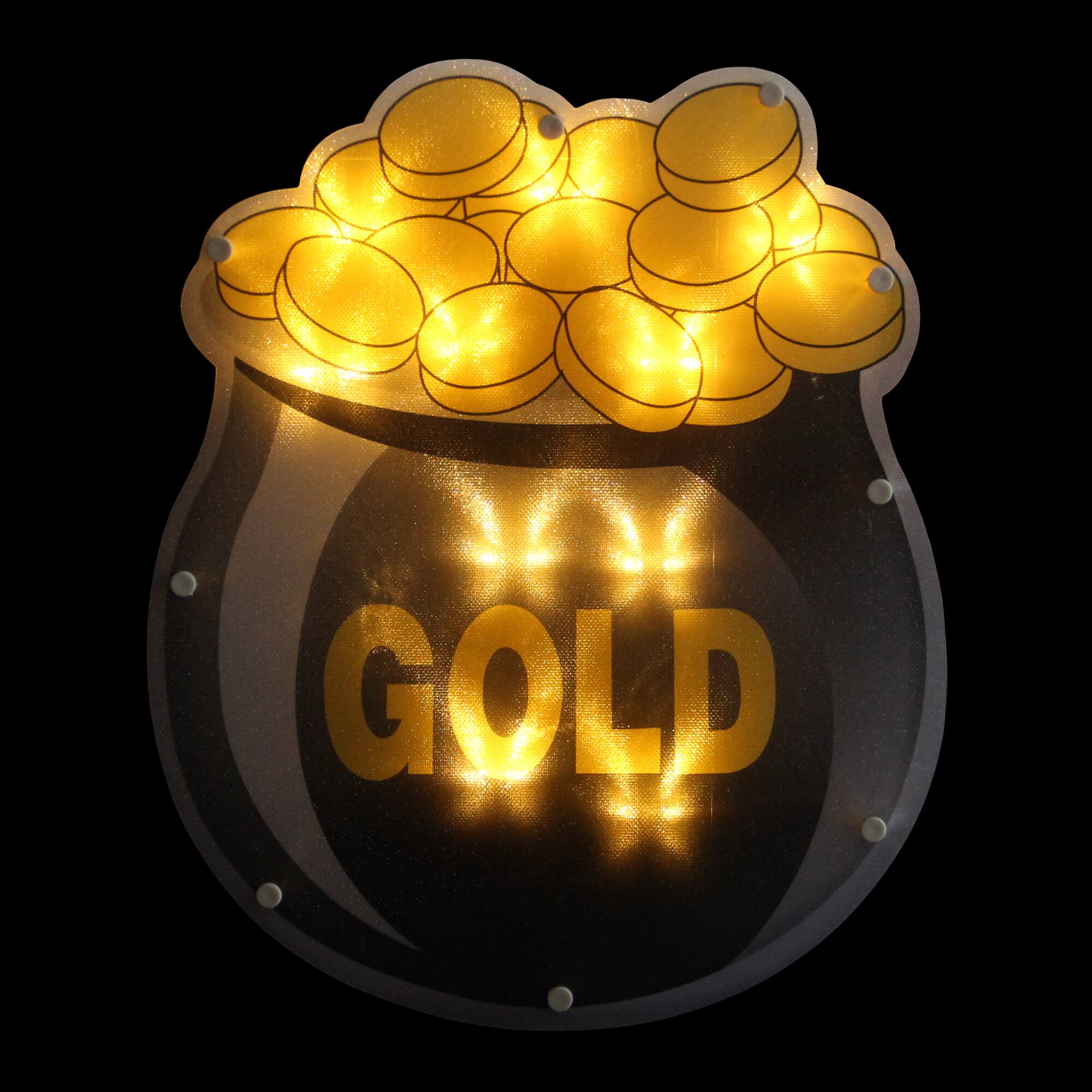 12" St. Patrick's Day Pot of Gold LED Lighted Window Silhouette Decoration