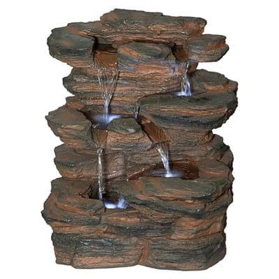 Design Toscano Ramrod Bluffs Cascading Waterfall Illuminated Tabletop ...