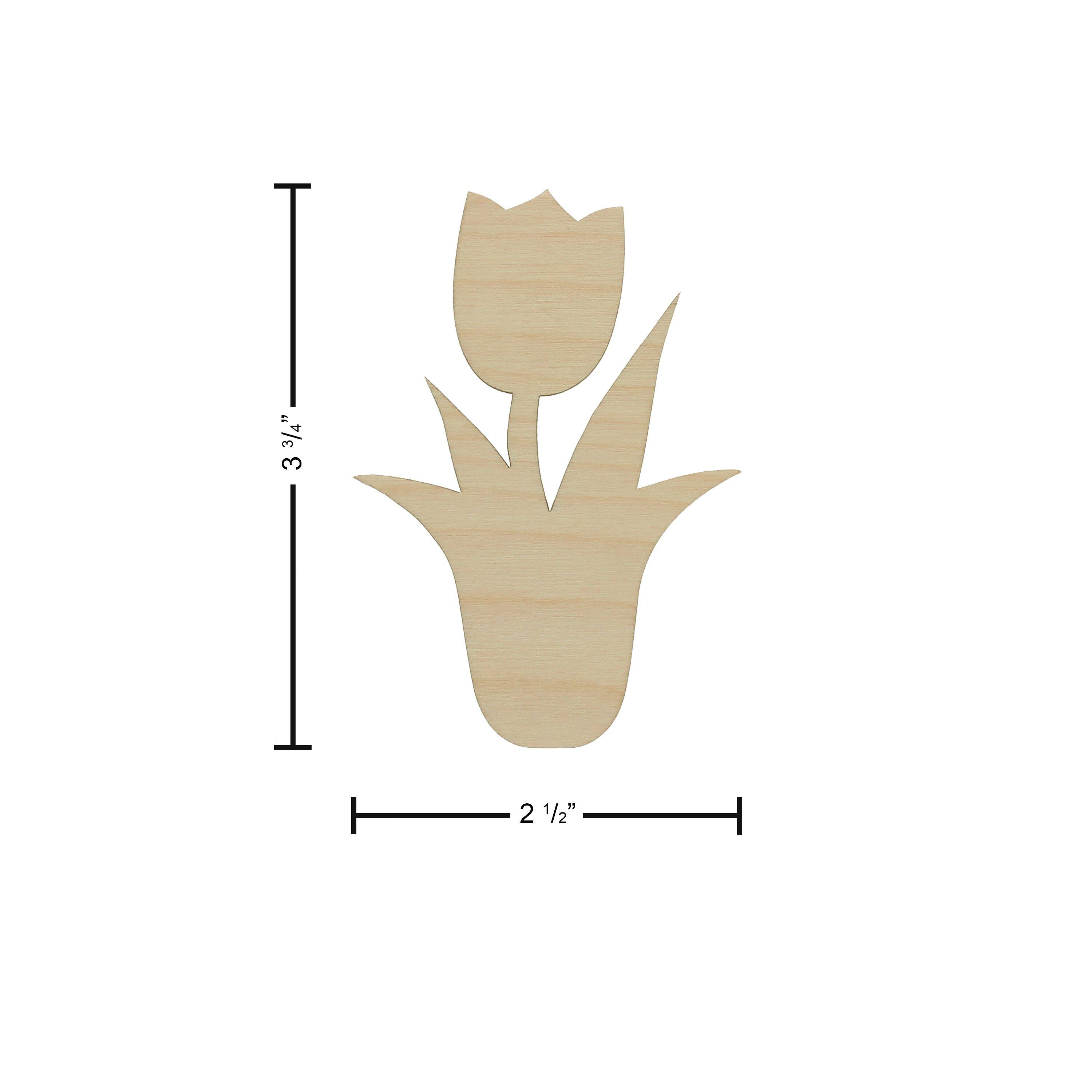 Essentials by Leisure Arts 24 Pack 2.5&#x22; x 3.63&#x22; Tulip Flat Wood Shape