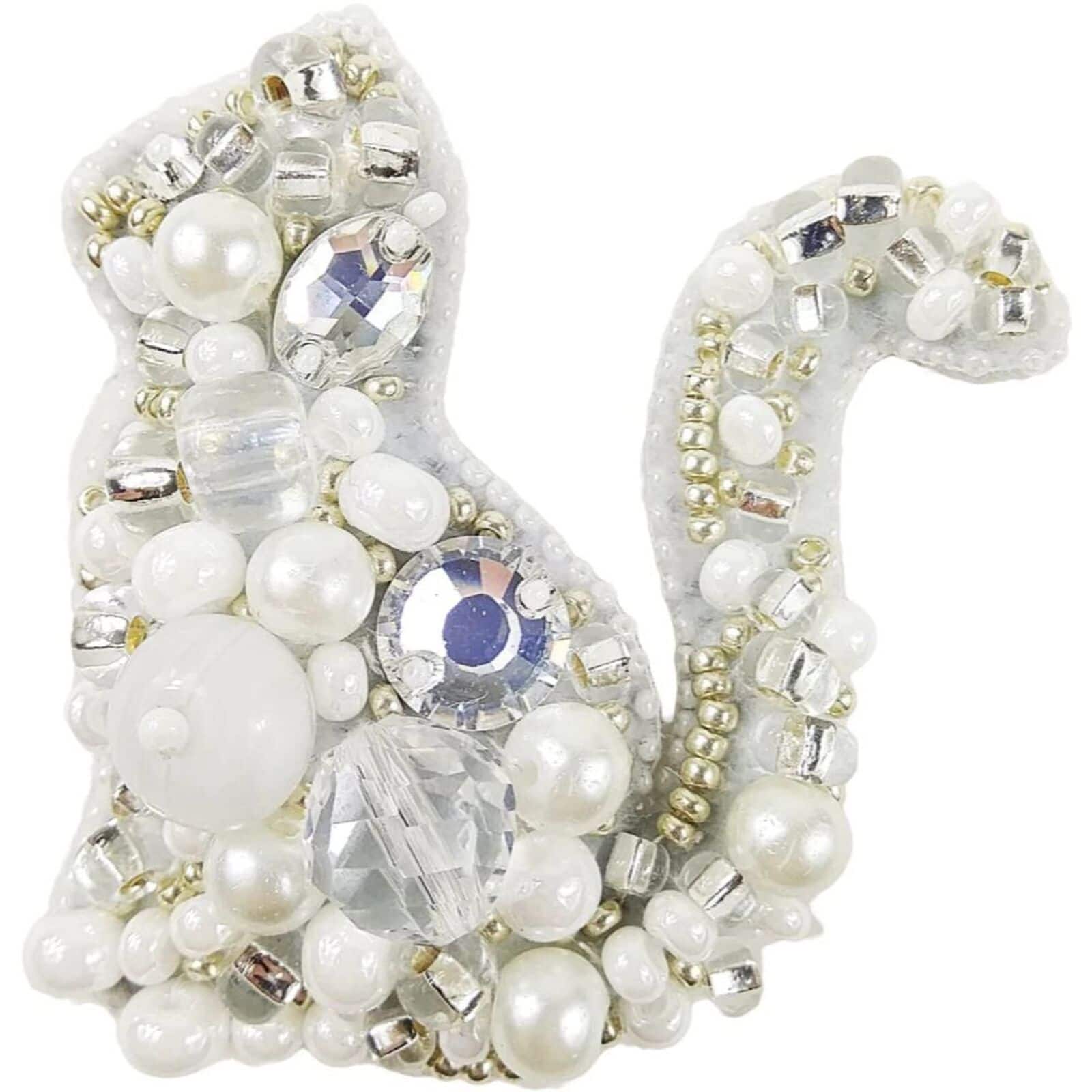 Crystal Art Beadwork Kit For Creating Brooch Cat