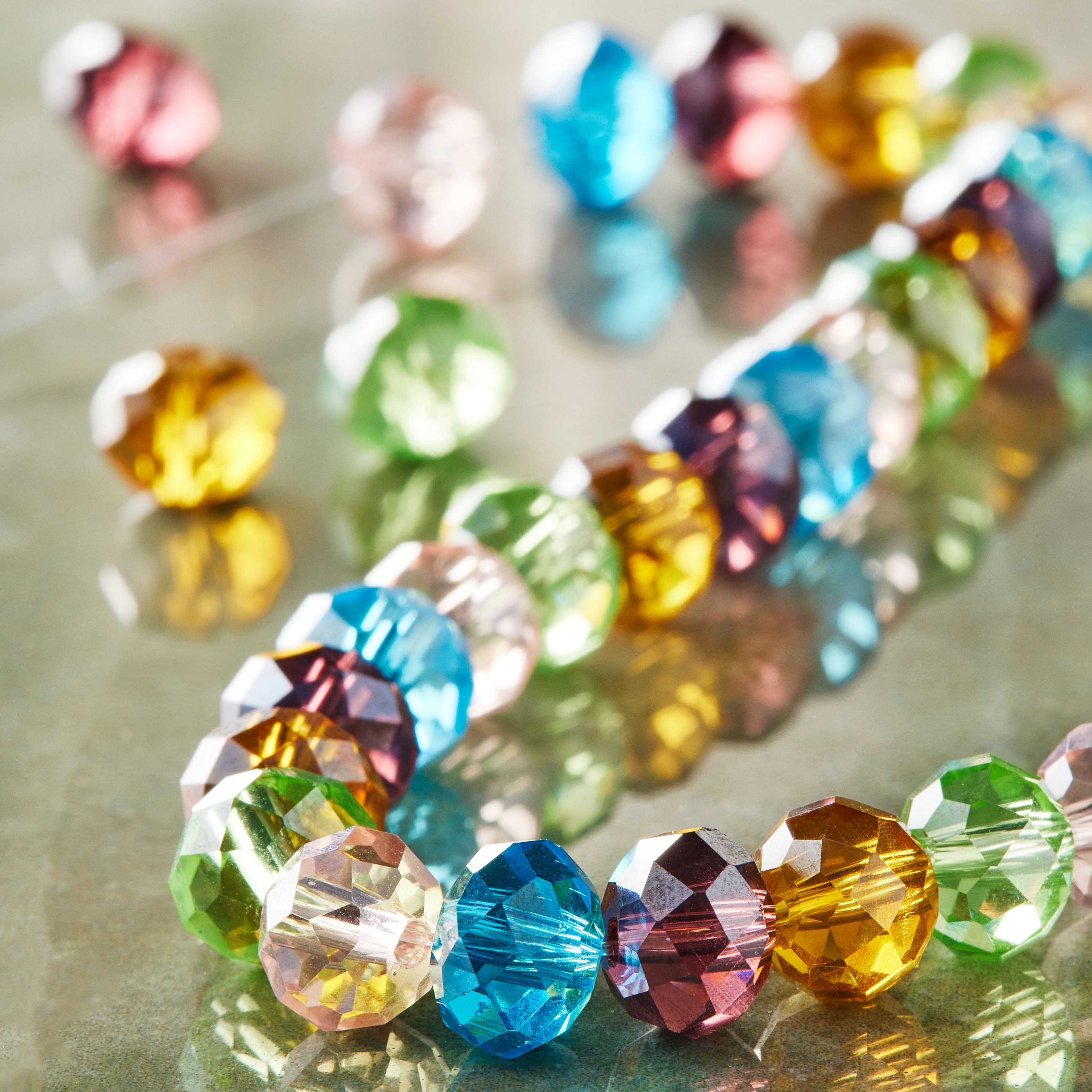 12 Pack: Multicolor Faceted Glass Rondelle Beads, 8mm by Bead Landing&#x2122;